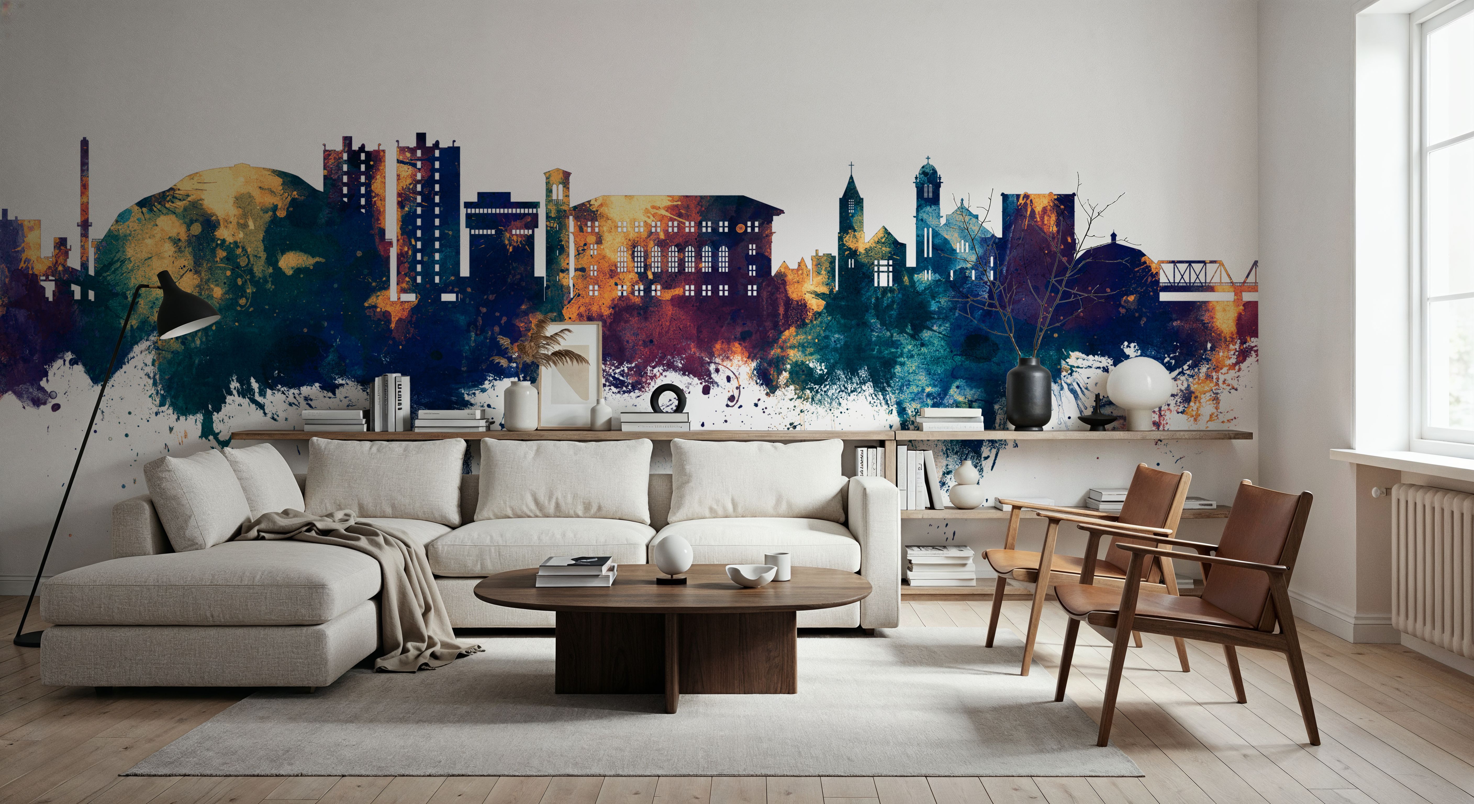 Cedar Falls Iowa Skyline Blue & Bronze