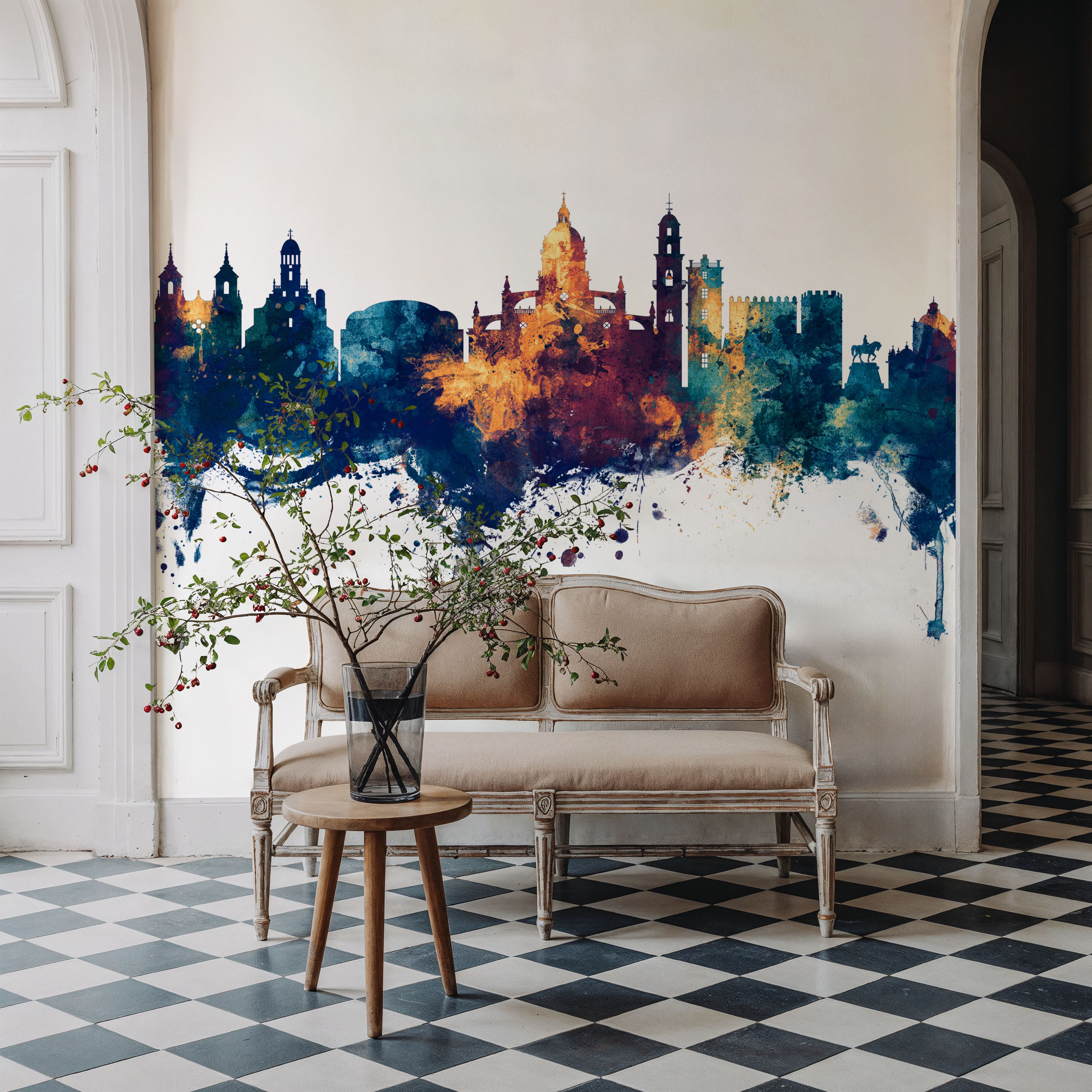 Jerez Spain Skyline Blue & Bronze