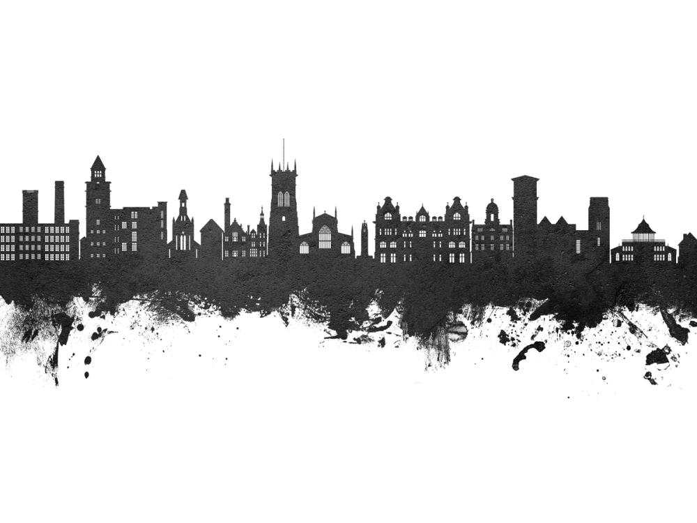 Wigan England Skyline Black & White 