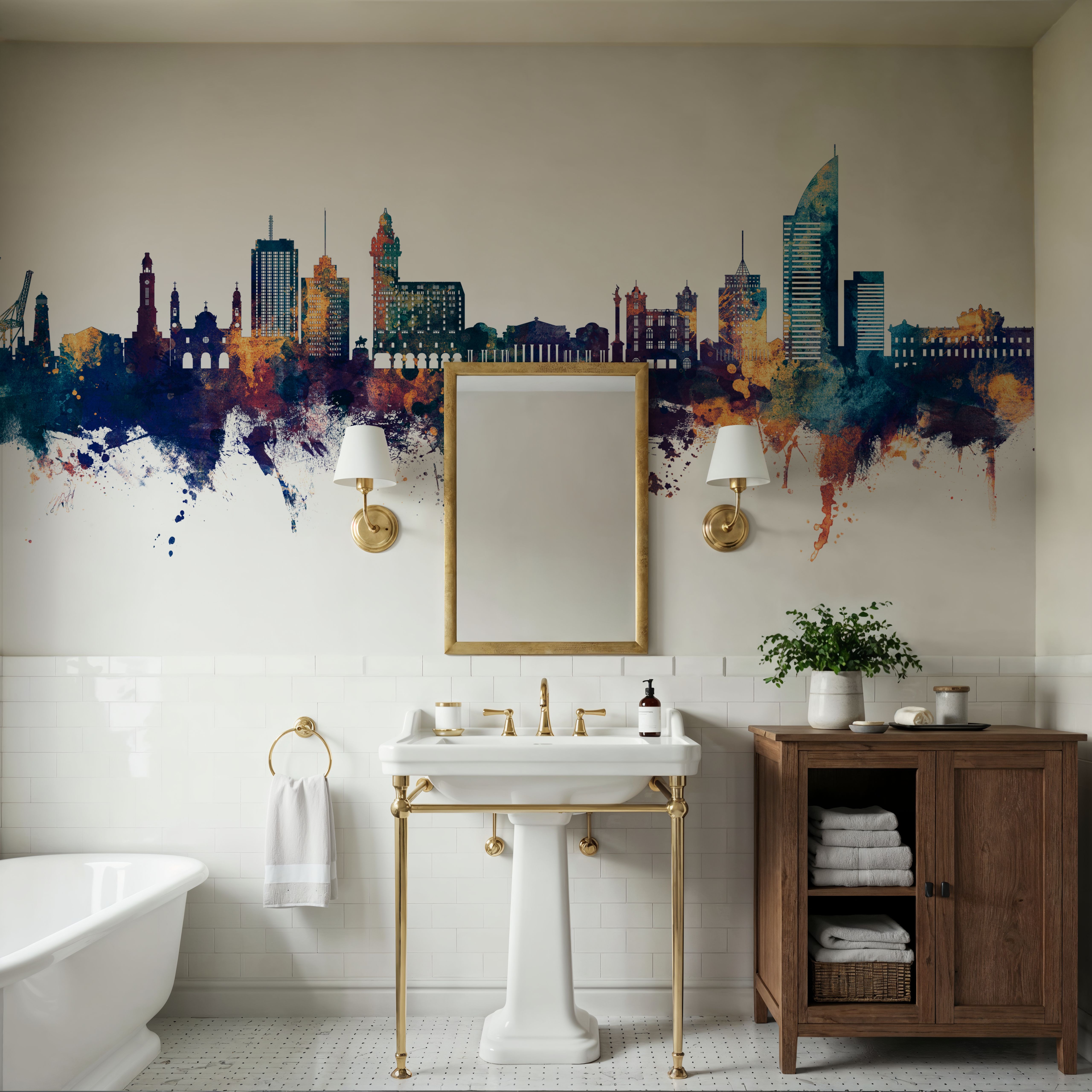 Montevideo Uruguay Skyline Blue & Bronze