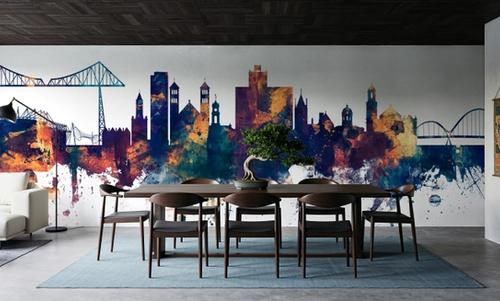 Middlesbrough England Skyline Blue & Bronze