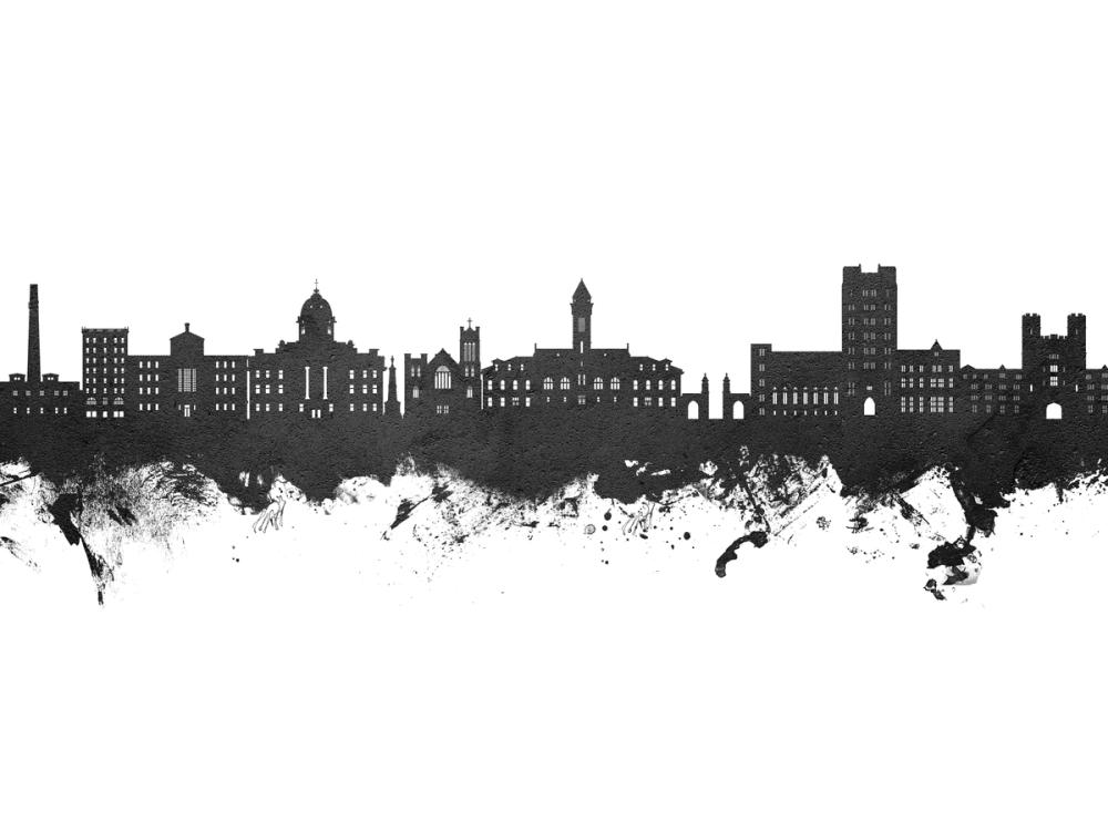 Bloomington Indiana Skyline Black & White