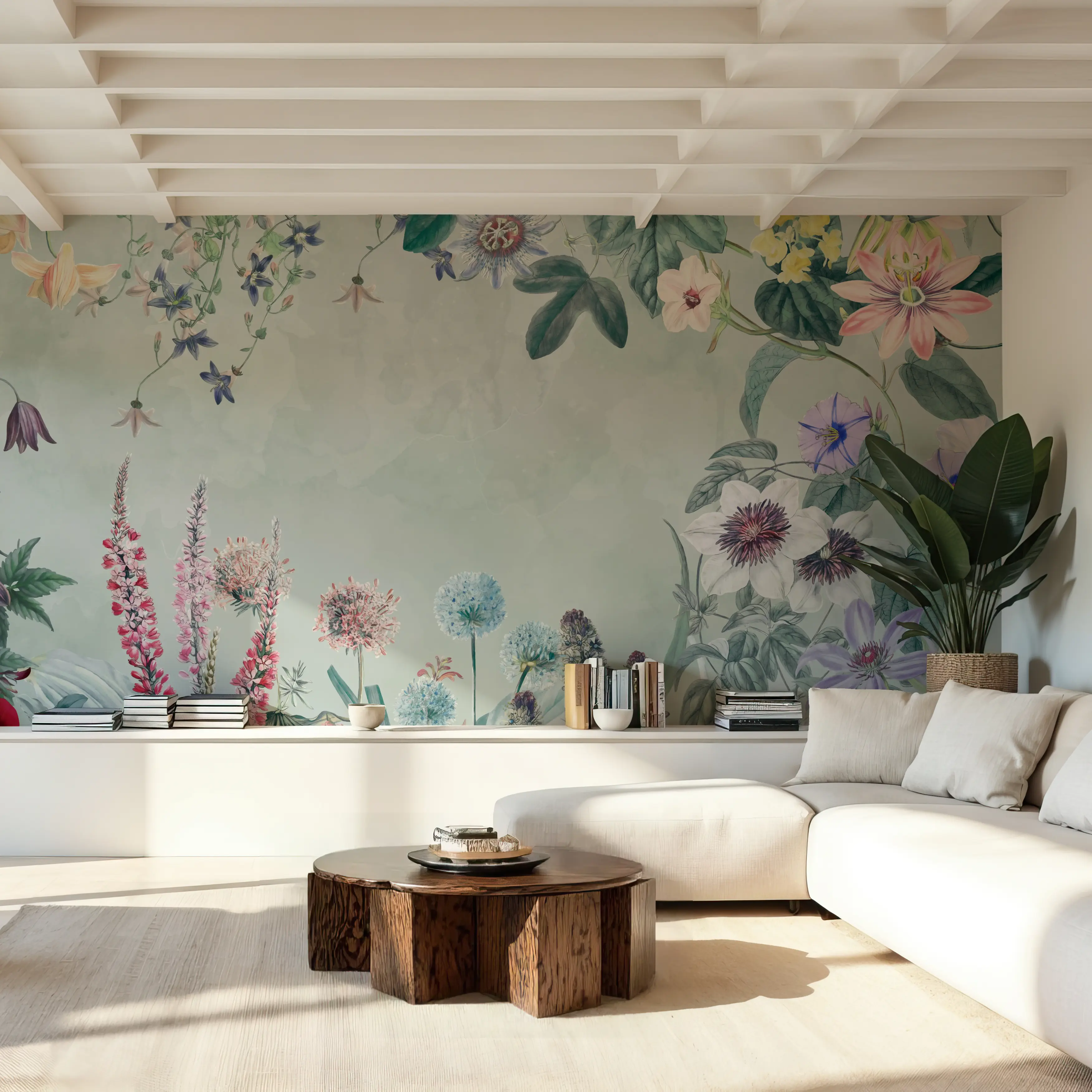 Fotobehang - Coming Through Blue - Bloemen Natuur Mural - Groen - Gangtrappen - Wallism België - Zelfklevend of Vliesbehang