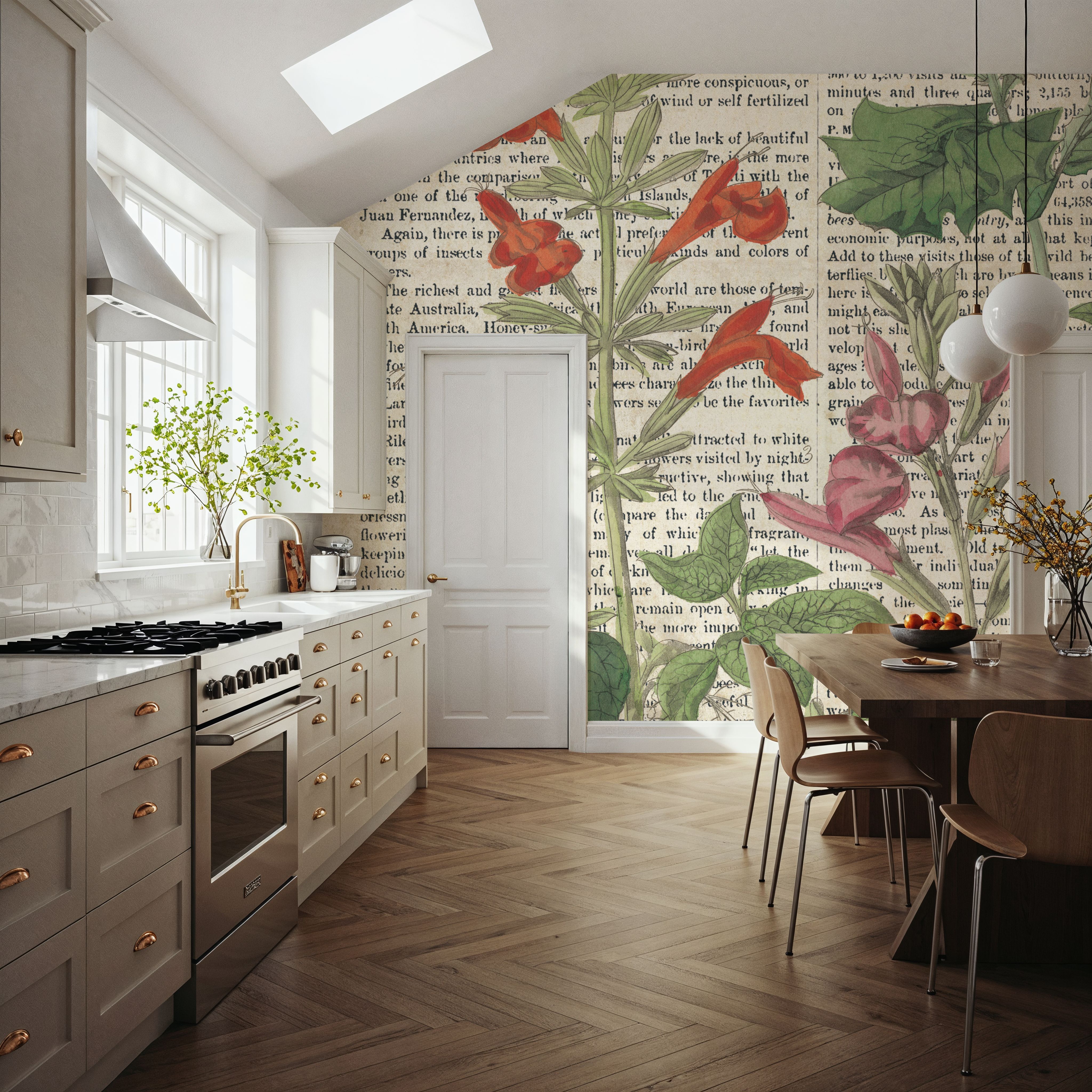 Salvia Florals on Newsprint I