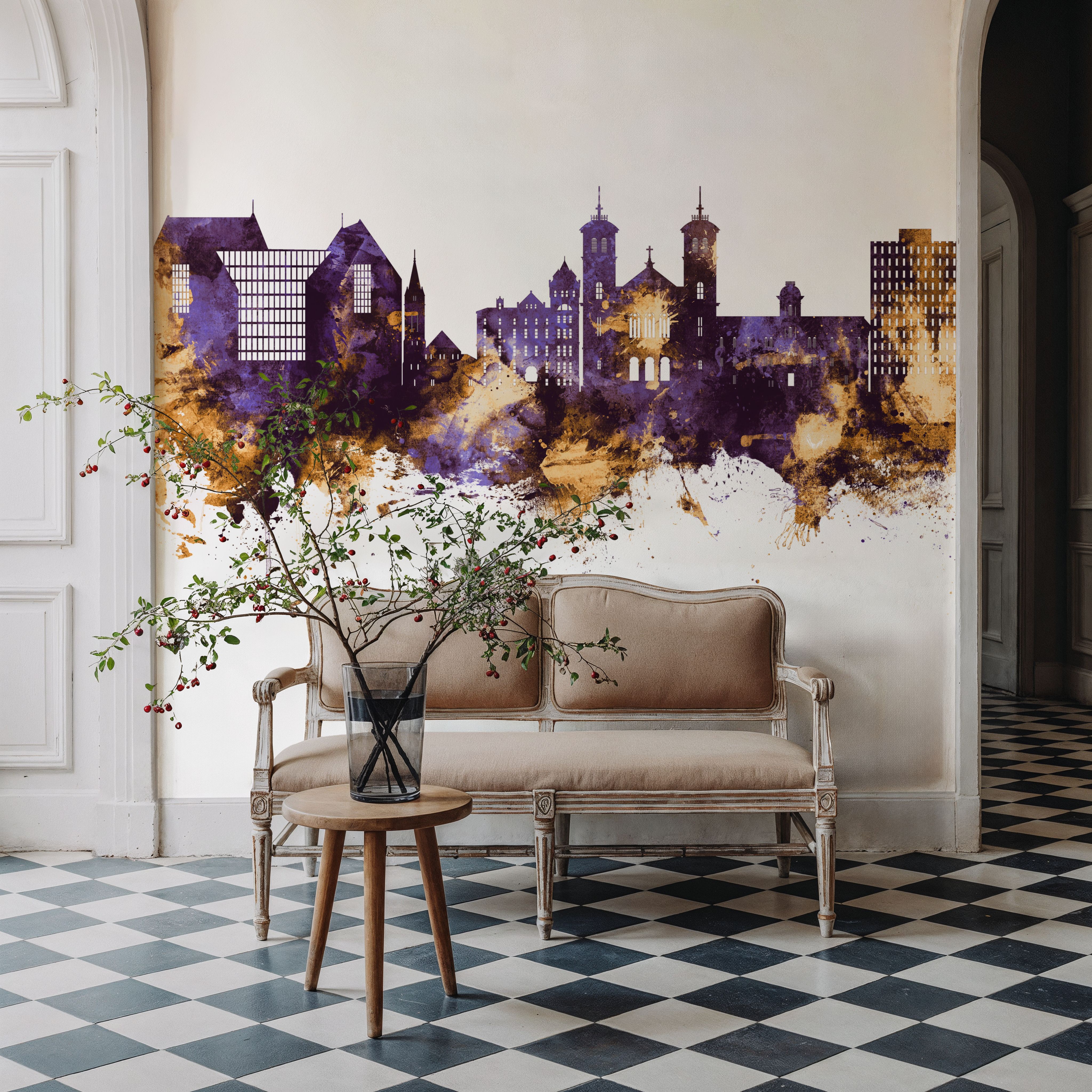 St John's Canada Skyline Purple & Gold