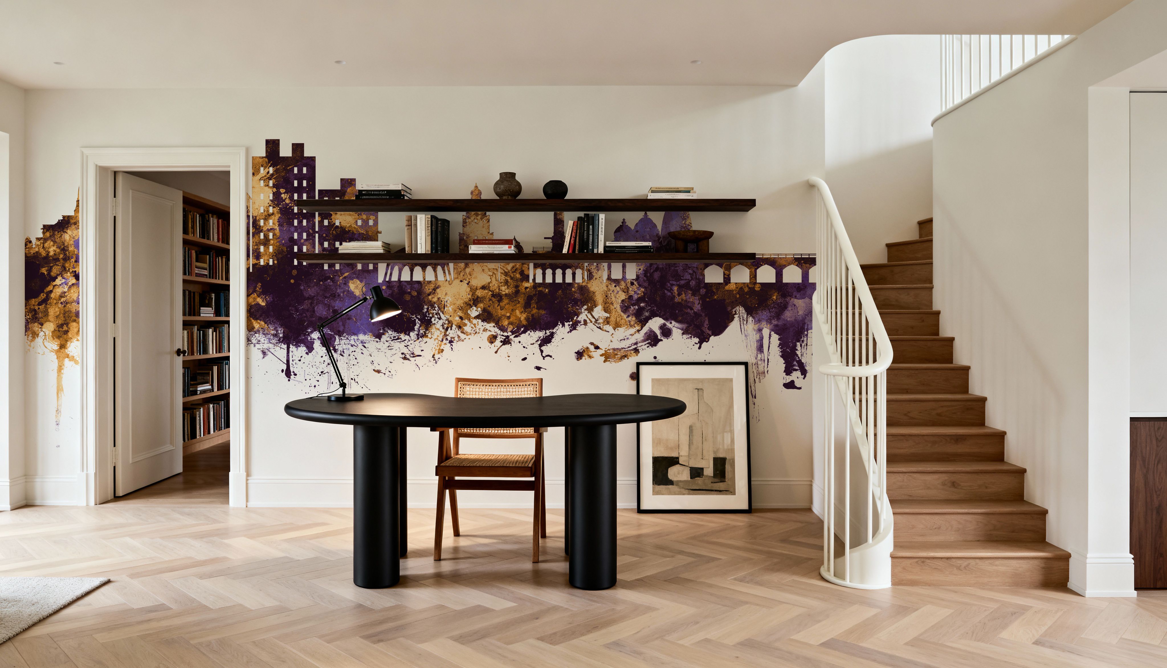 Nashik India Skyline Purple & Gold