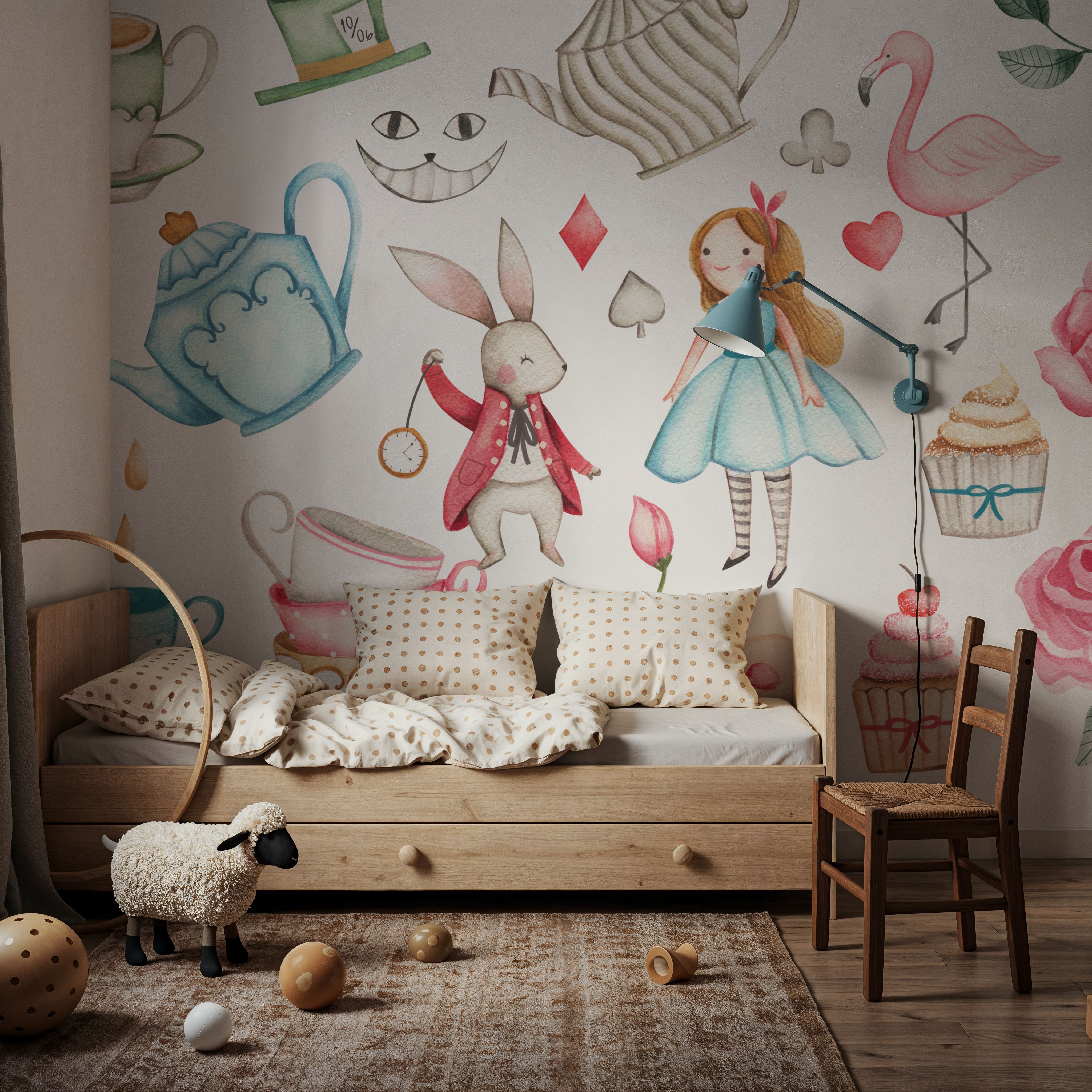 Fotomural - Alice's Tea Party - Habitación Infantil - Wallism España - Pegar en la pared o Autoadhesivo