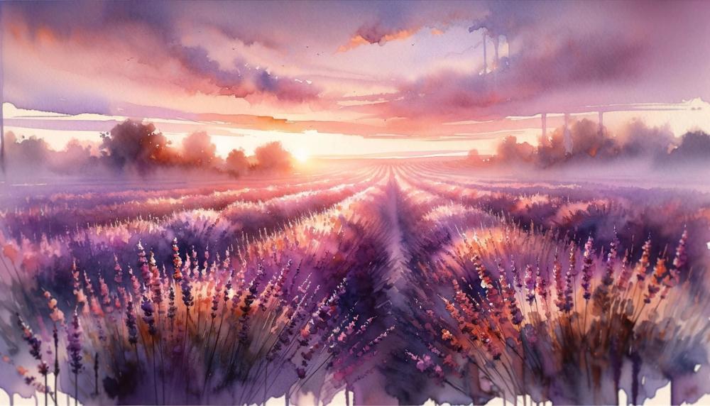 Dawn's Embrace in Lavender Fields