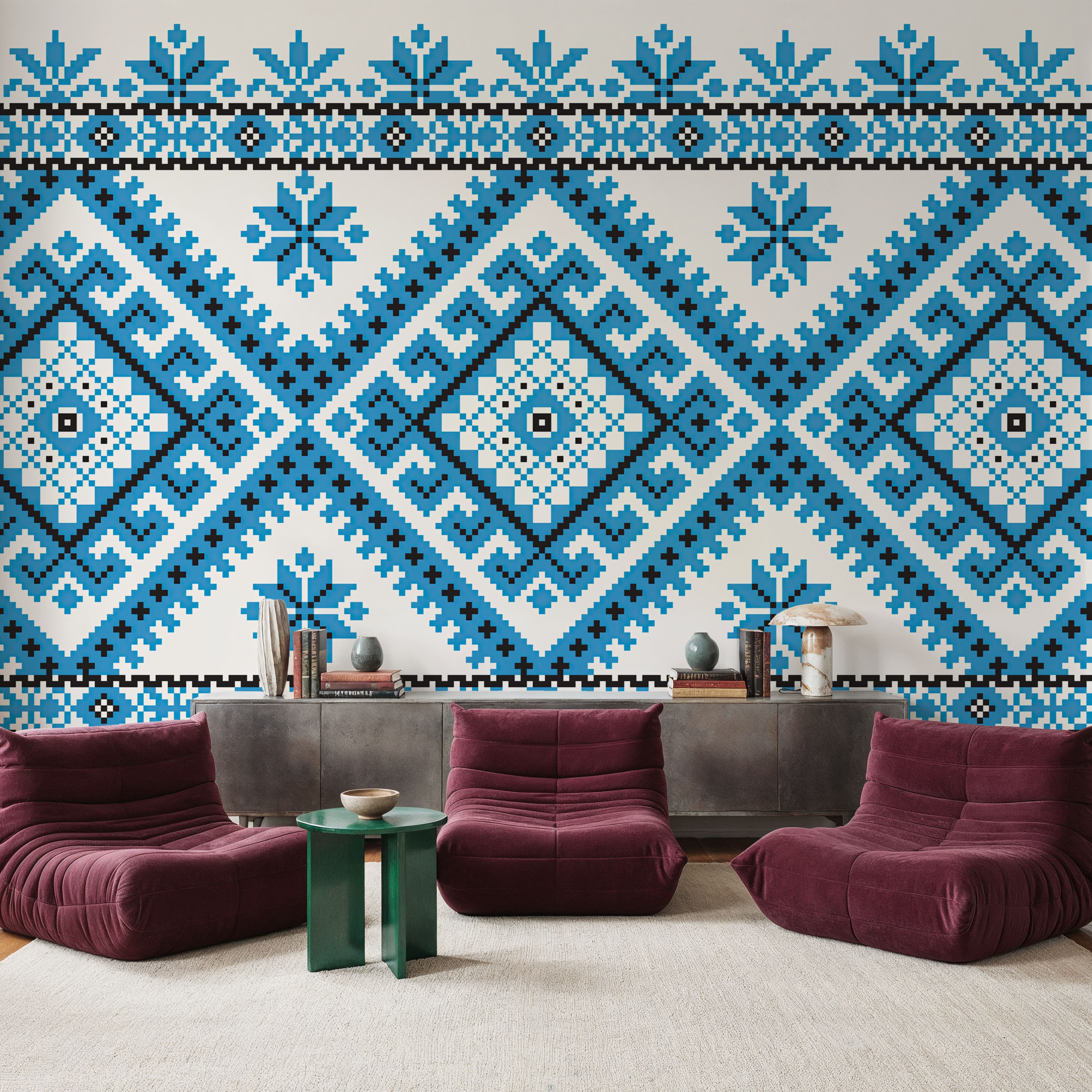 Pixel Embroidery Blue