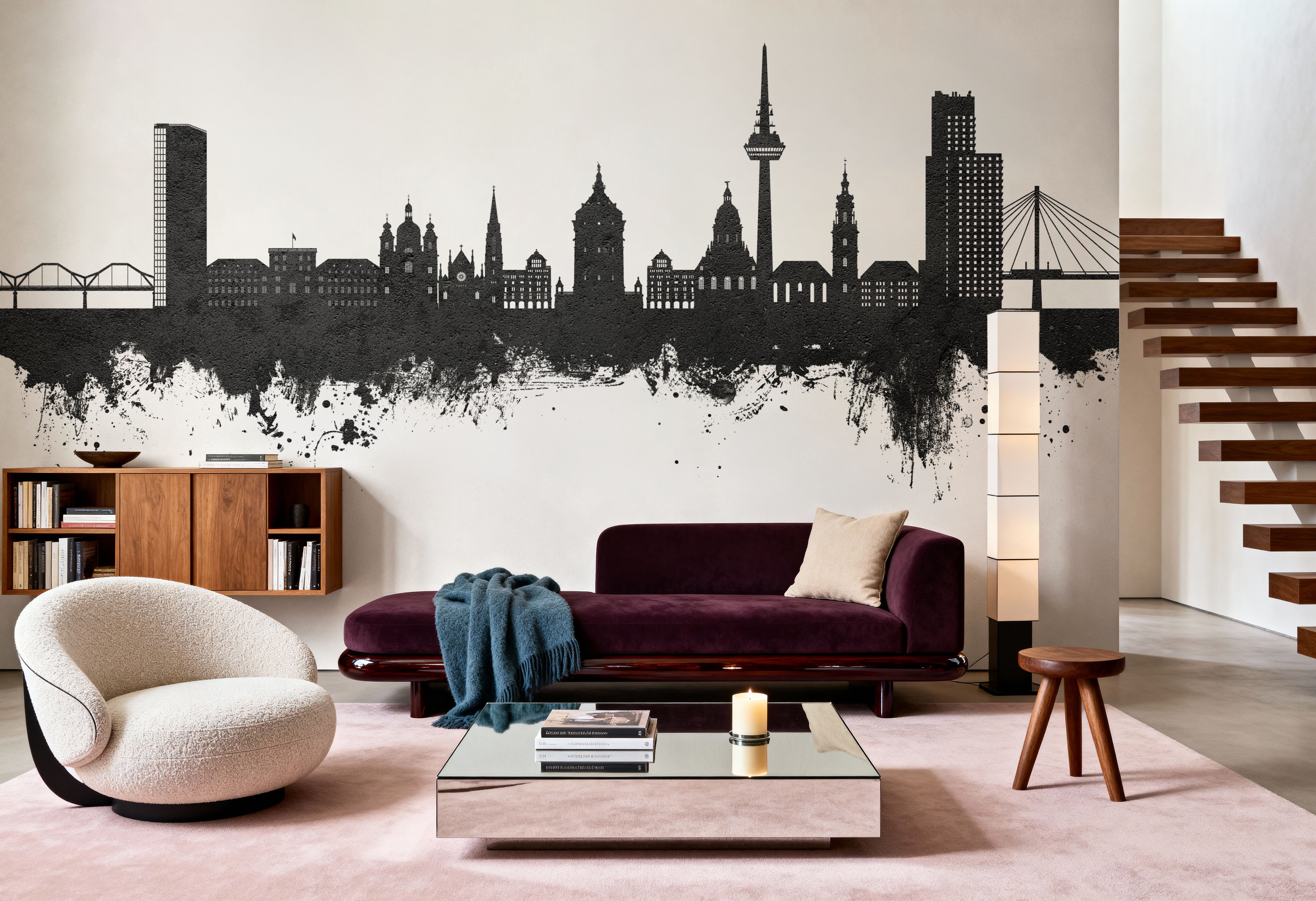 Mannheim Germany Skyline Black & White