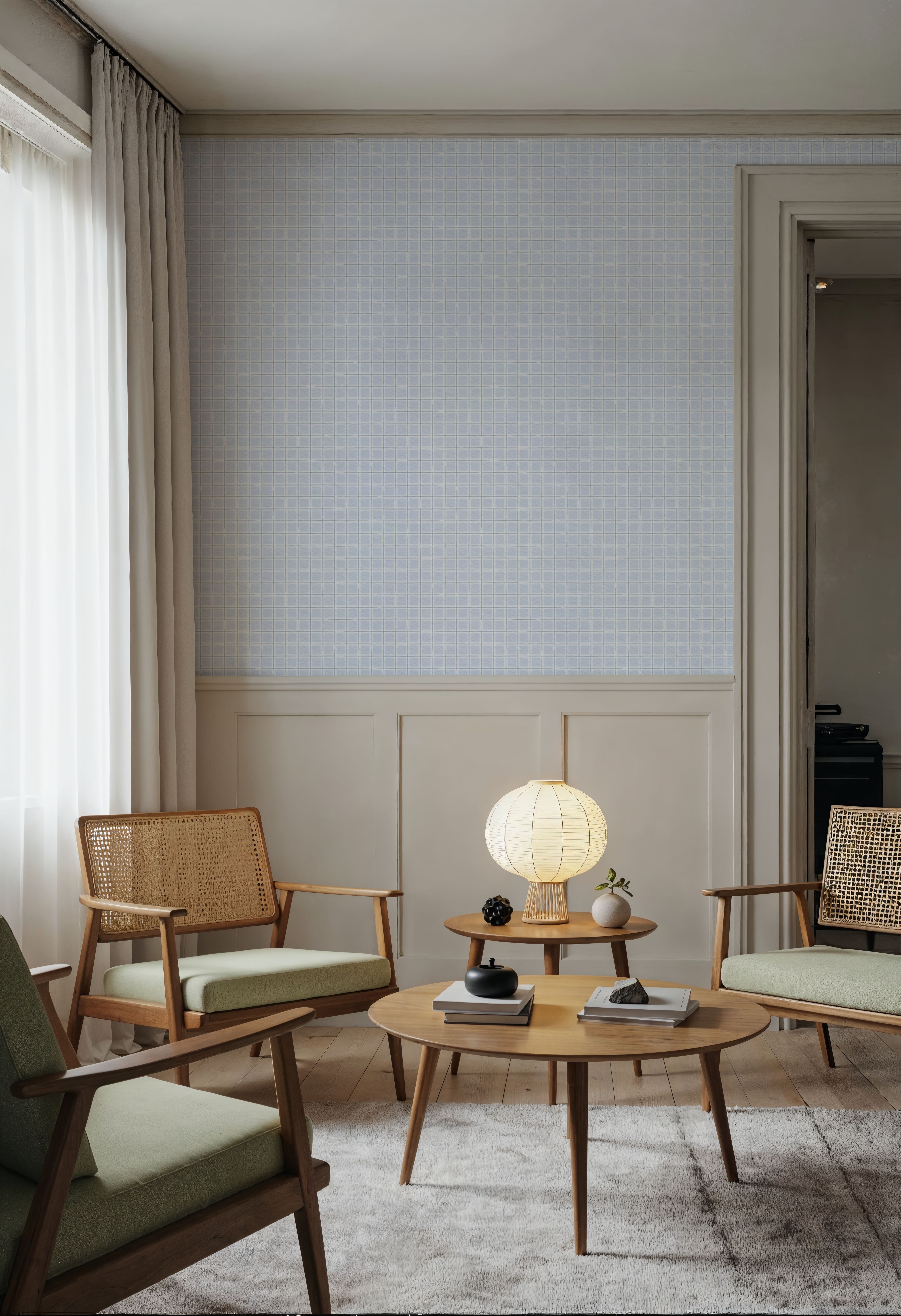 Weathered Checks, Soft Blue