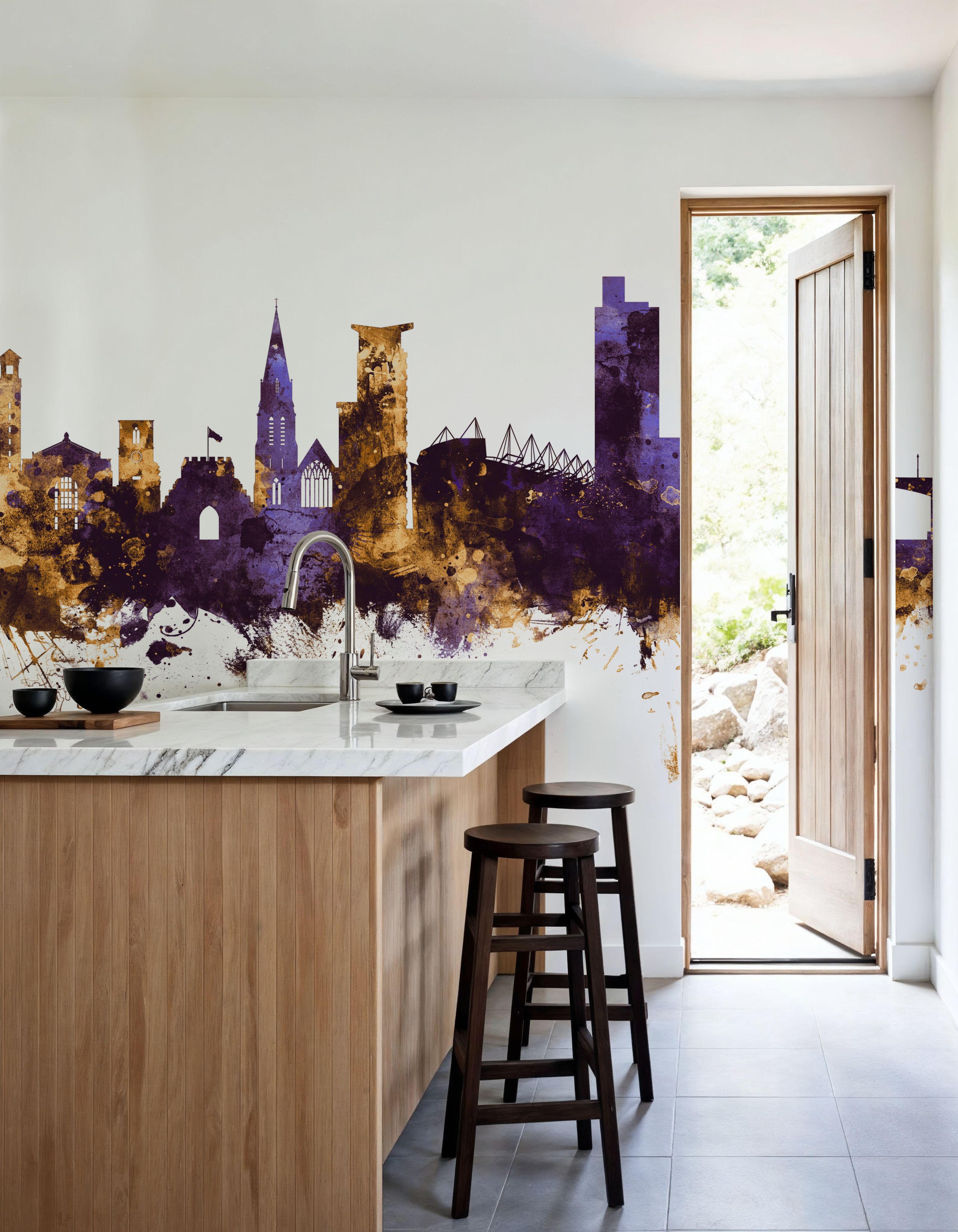 Southampton England Skyline Purple & Gold