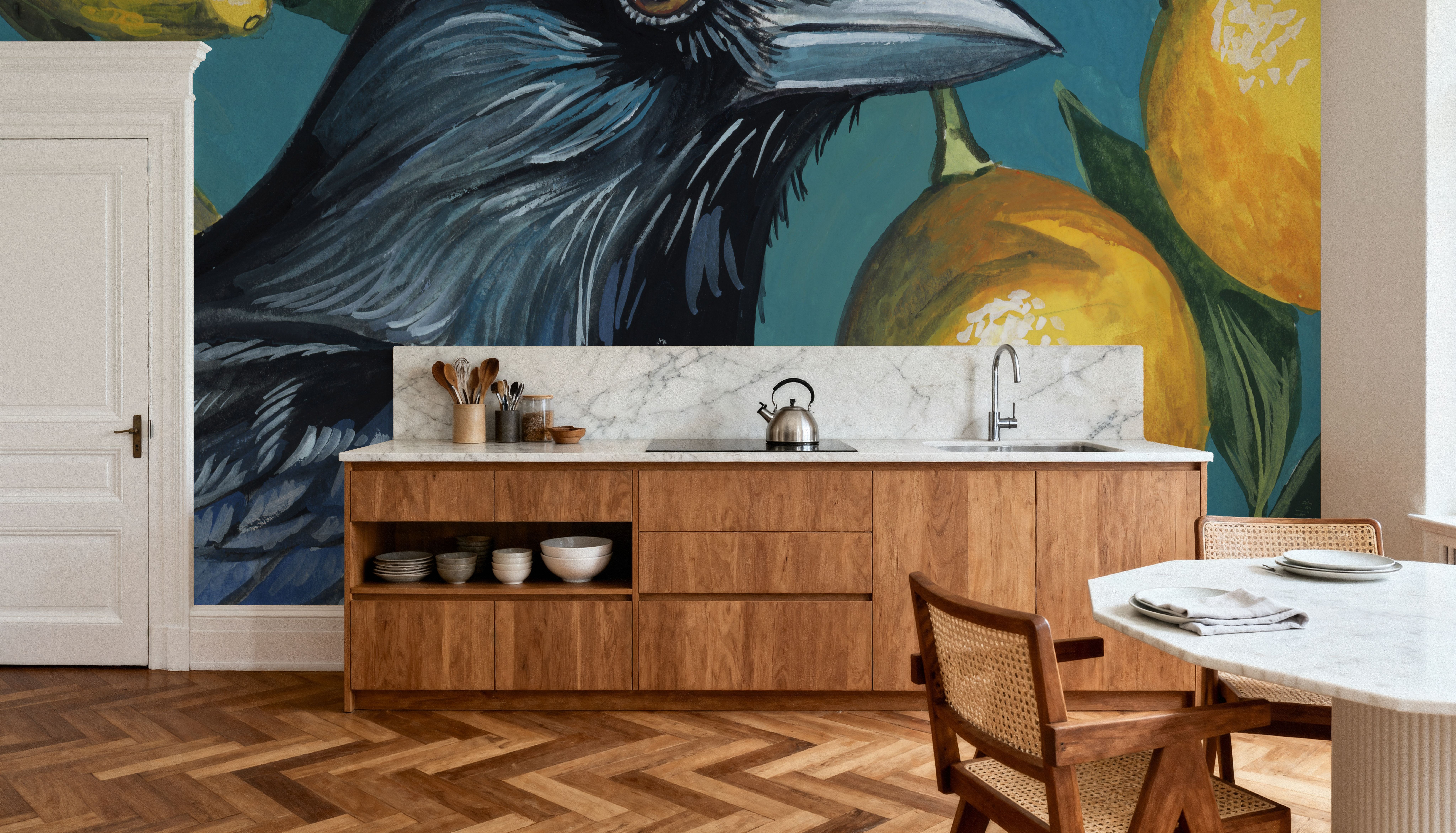 Crow With Lemon Backdrop