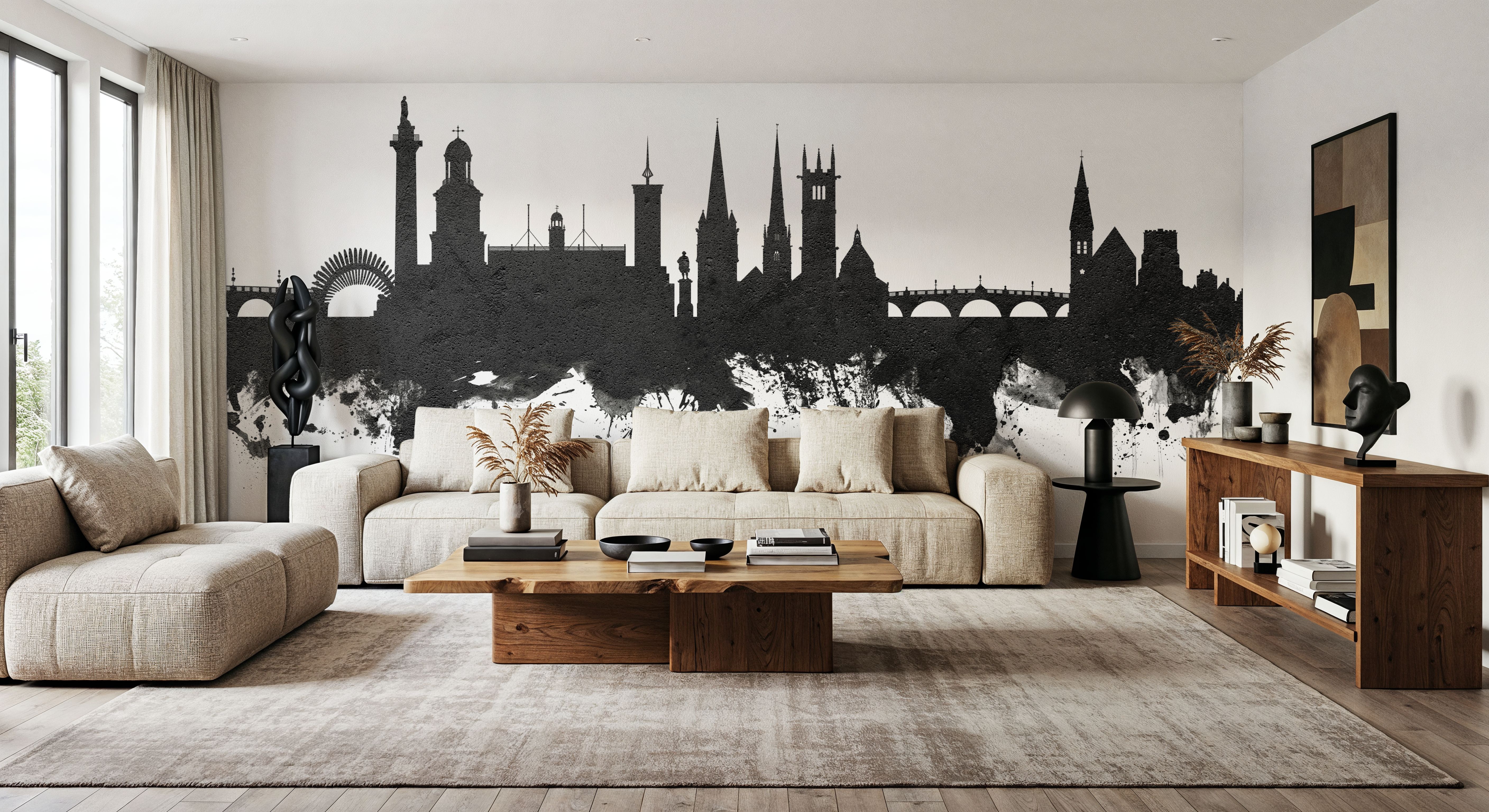 Shrewsbury England Skyline Black & White