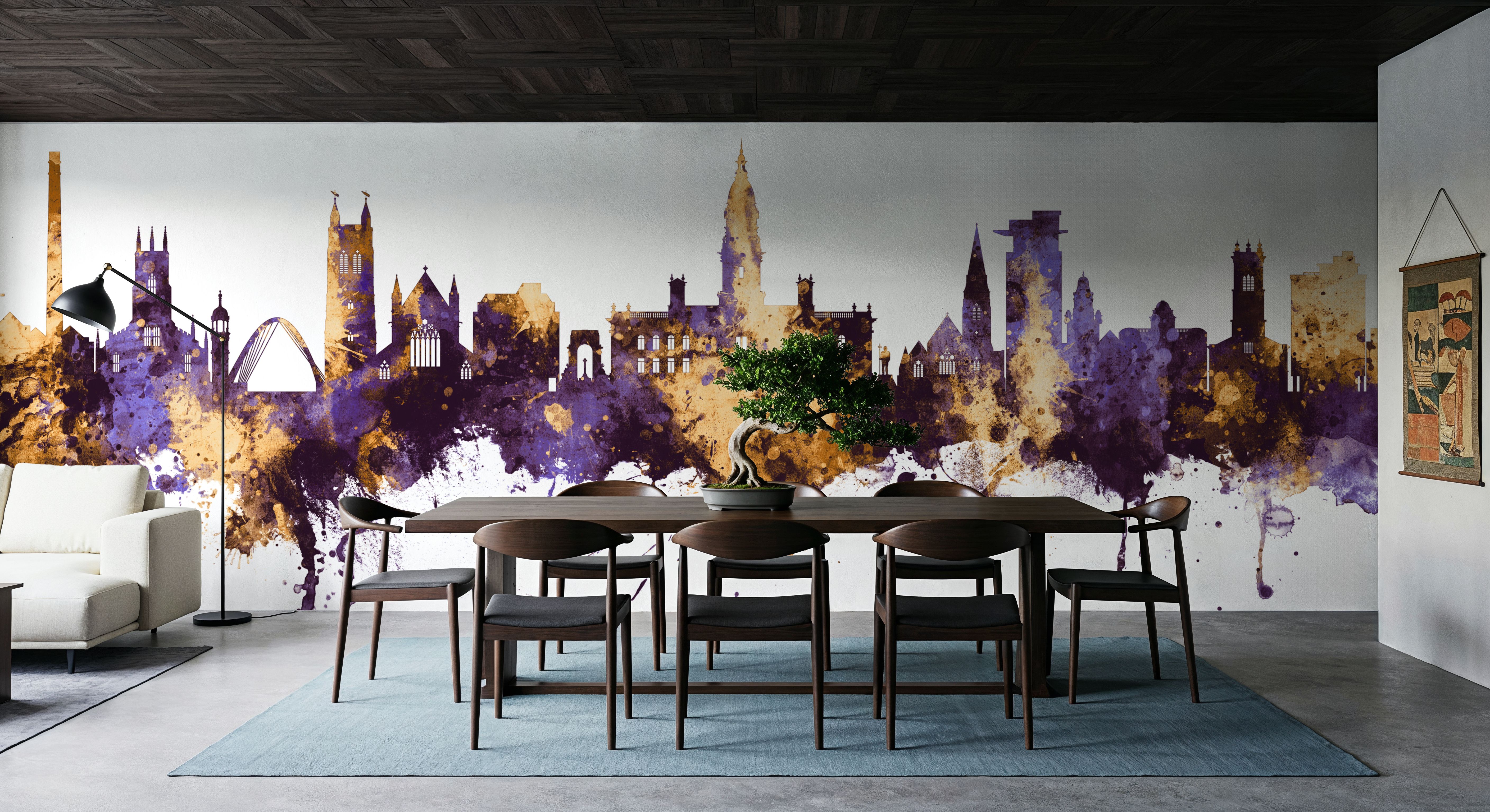 Bolton England Skyline Purple & Gold