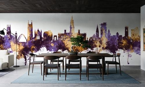 Bolton England Skyline Purple & Gold