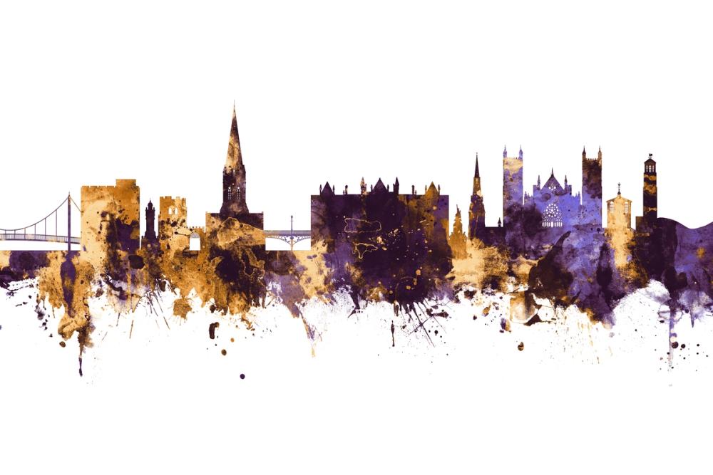 Exeter England Skyline Purple & Gold