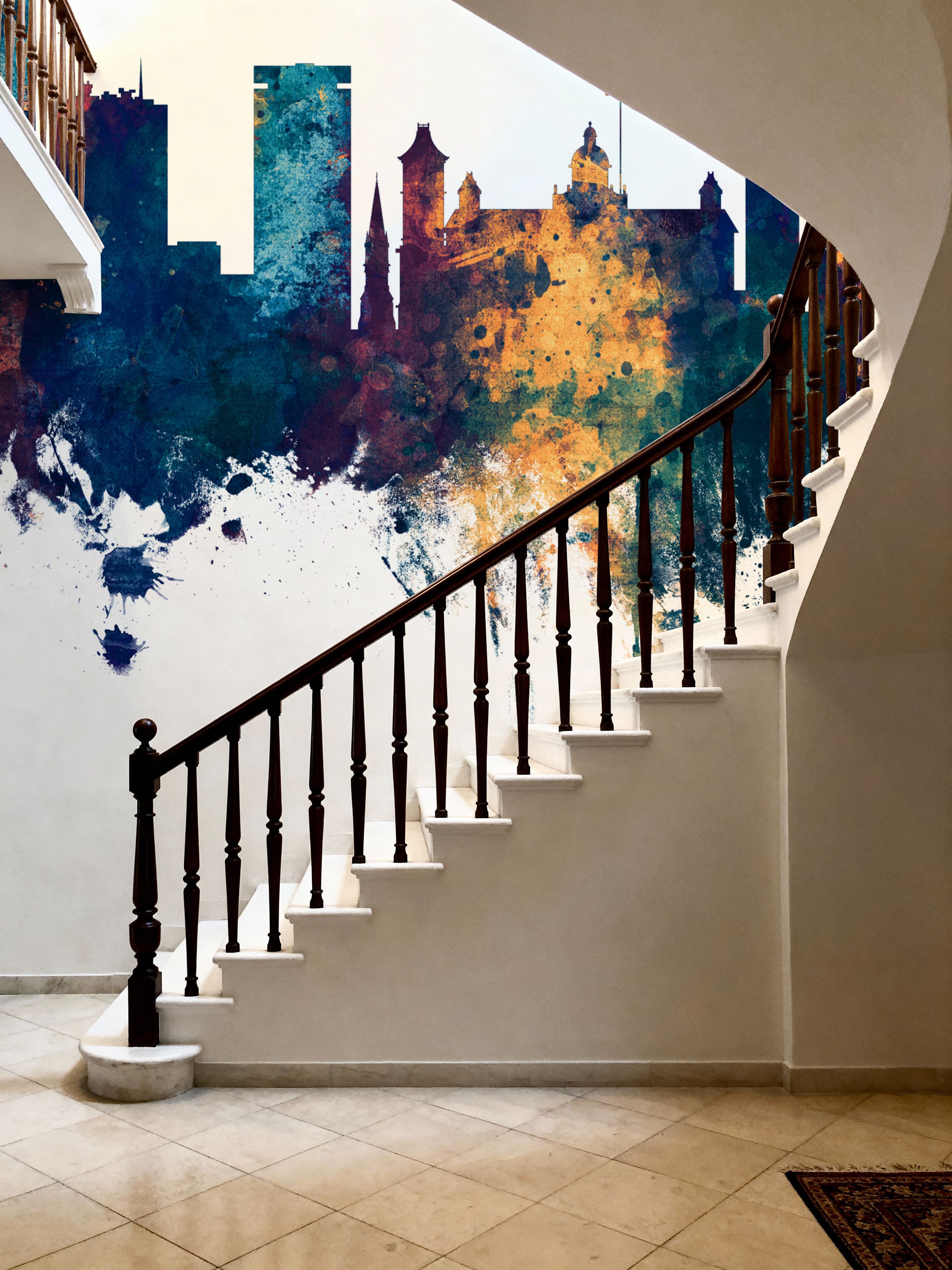 Birmingham England Skyline Blue & Bronze