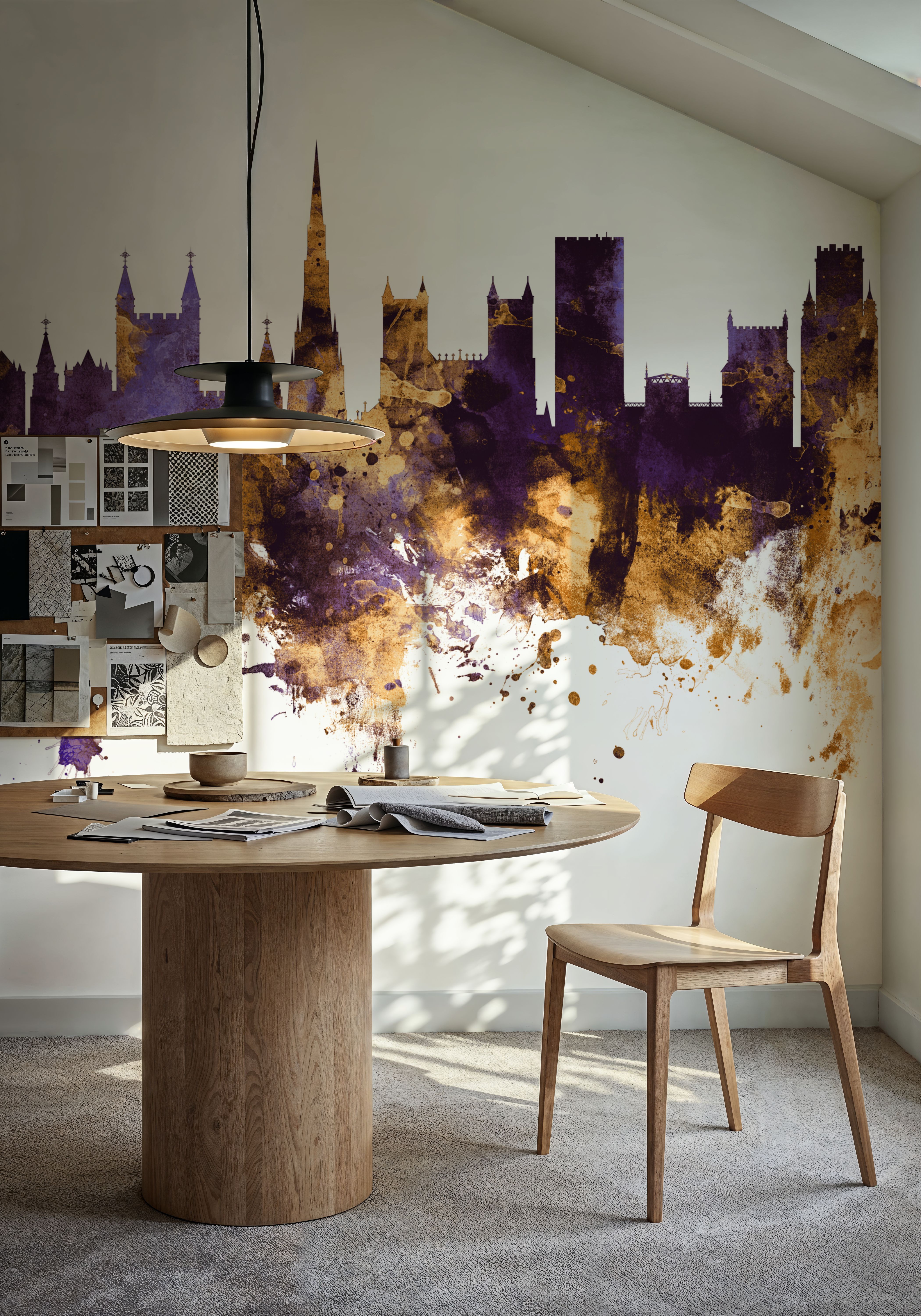 Bristol England Skyline Purple & Gold
