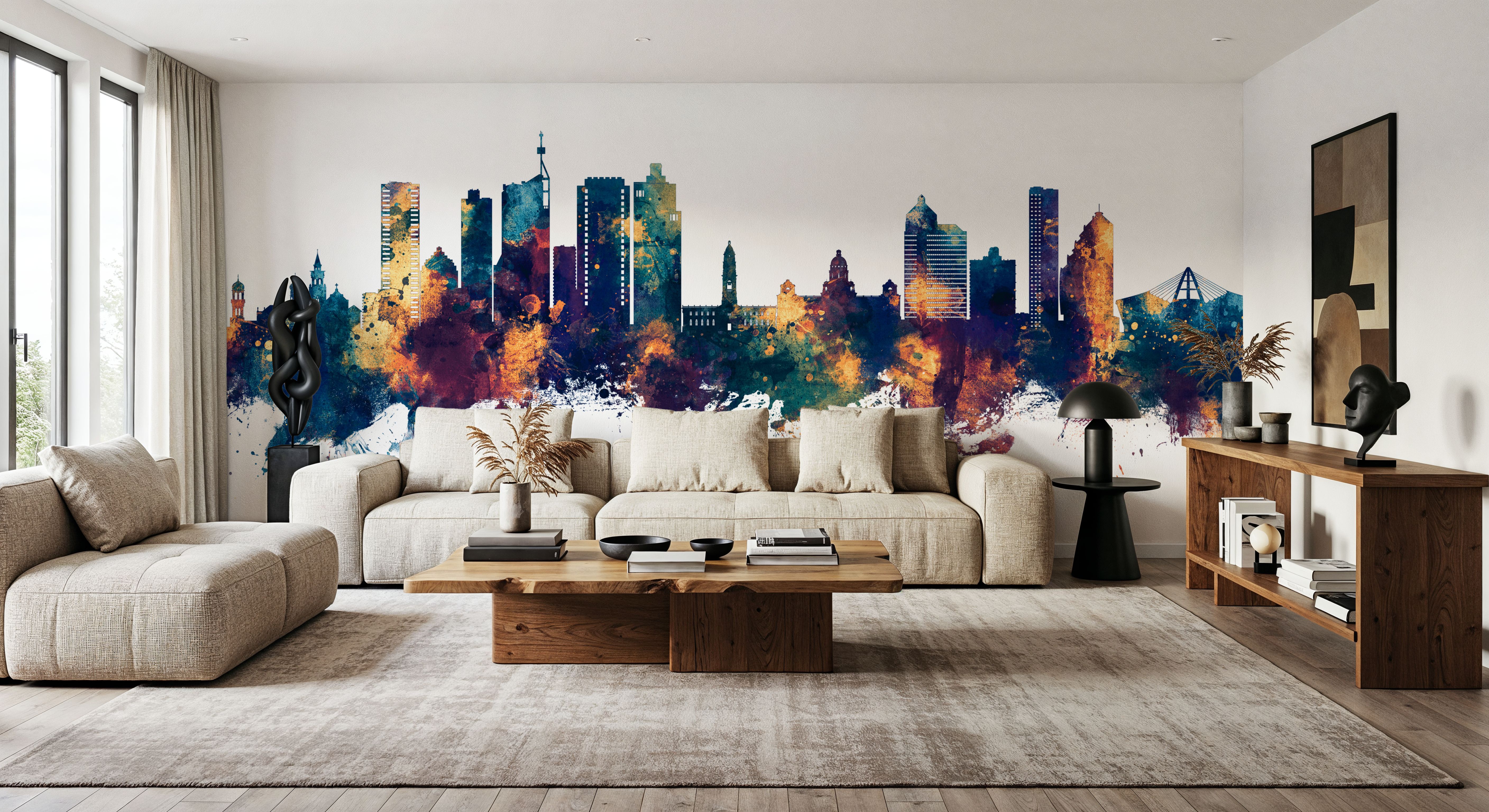 Durban South Africa Skyline Blue & Bronze, Wallpaper