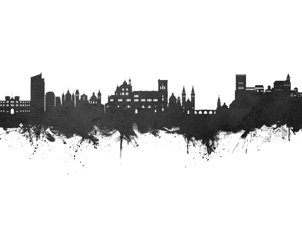 Granada Spain Skyline Black & White