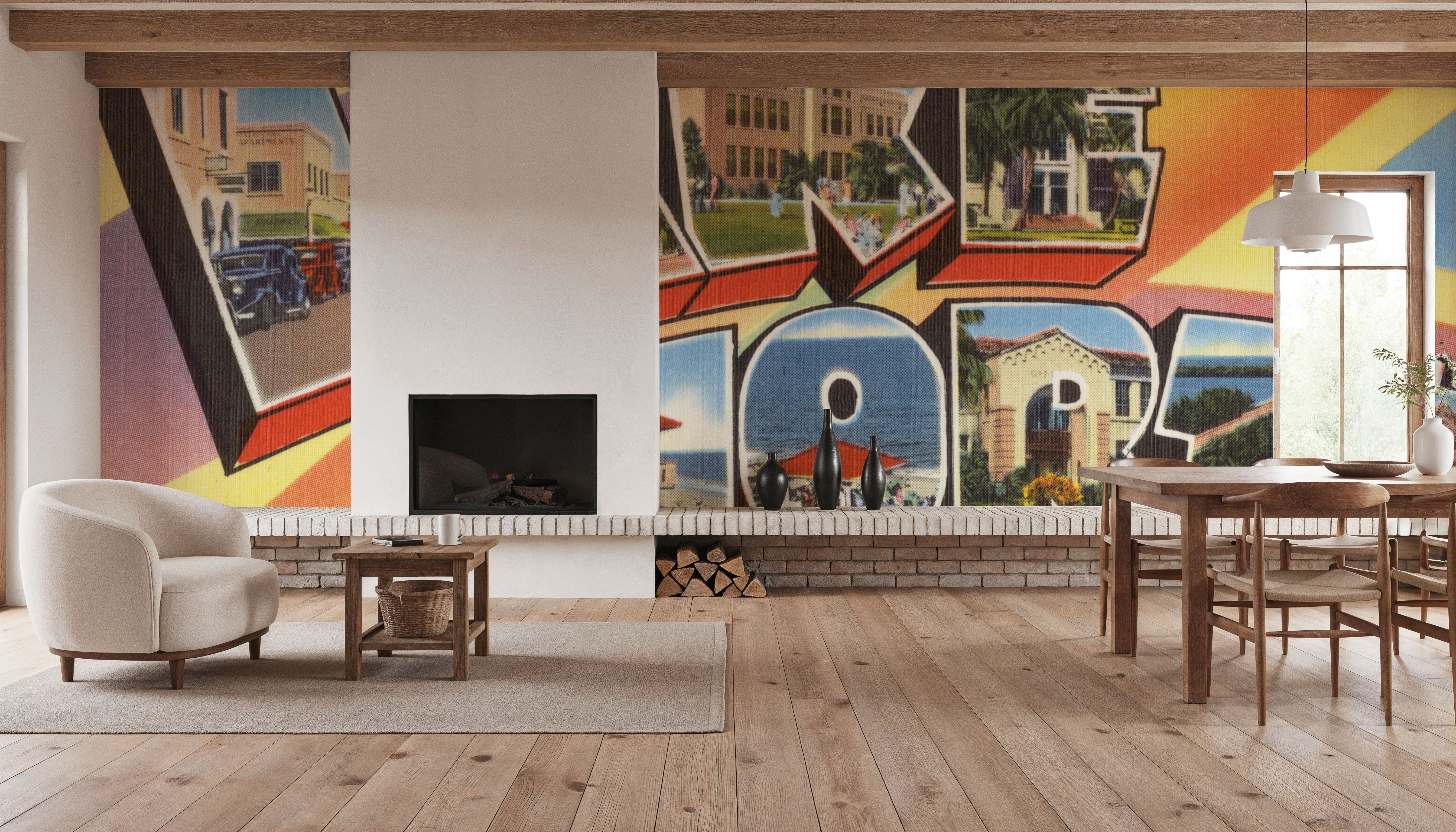 Greetings from Lake Worth - Screenprint Postcard, Wallpaper