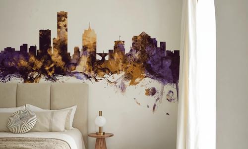 Milwaukee Wisconsin Skyline Purple & Gold