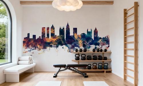 Atlanta Georgia Skyline Blue & Bronze