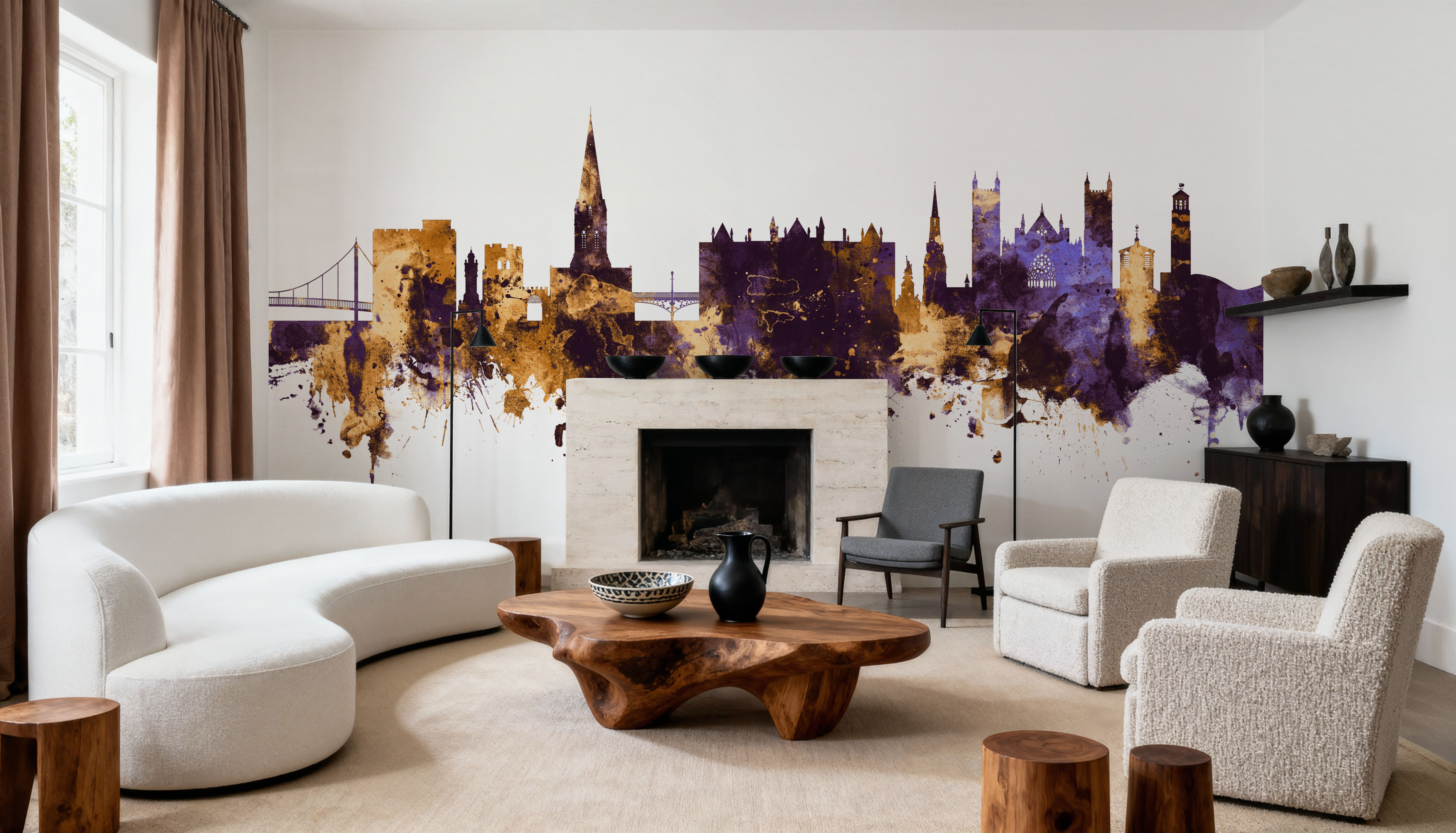 Exeter England Skyline Purple & Gold