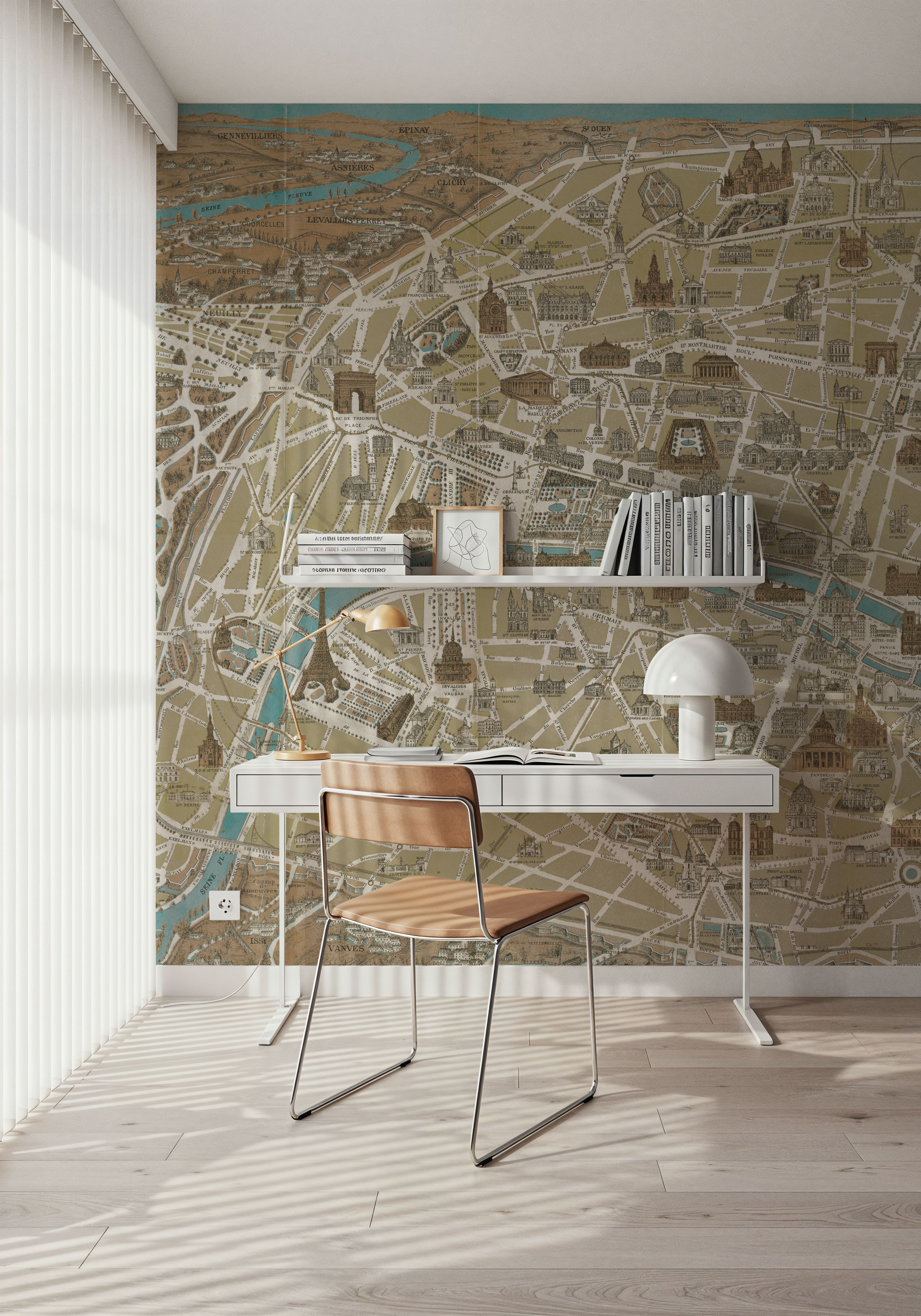 Monuments of Paris Map Blue