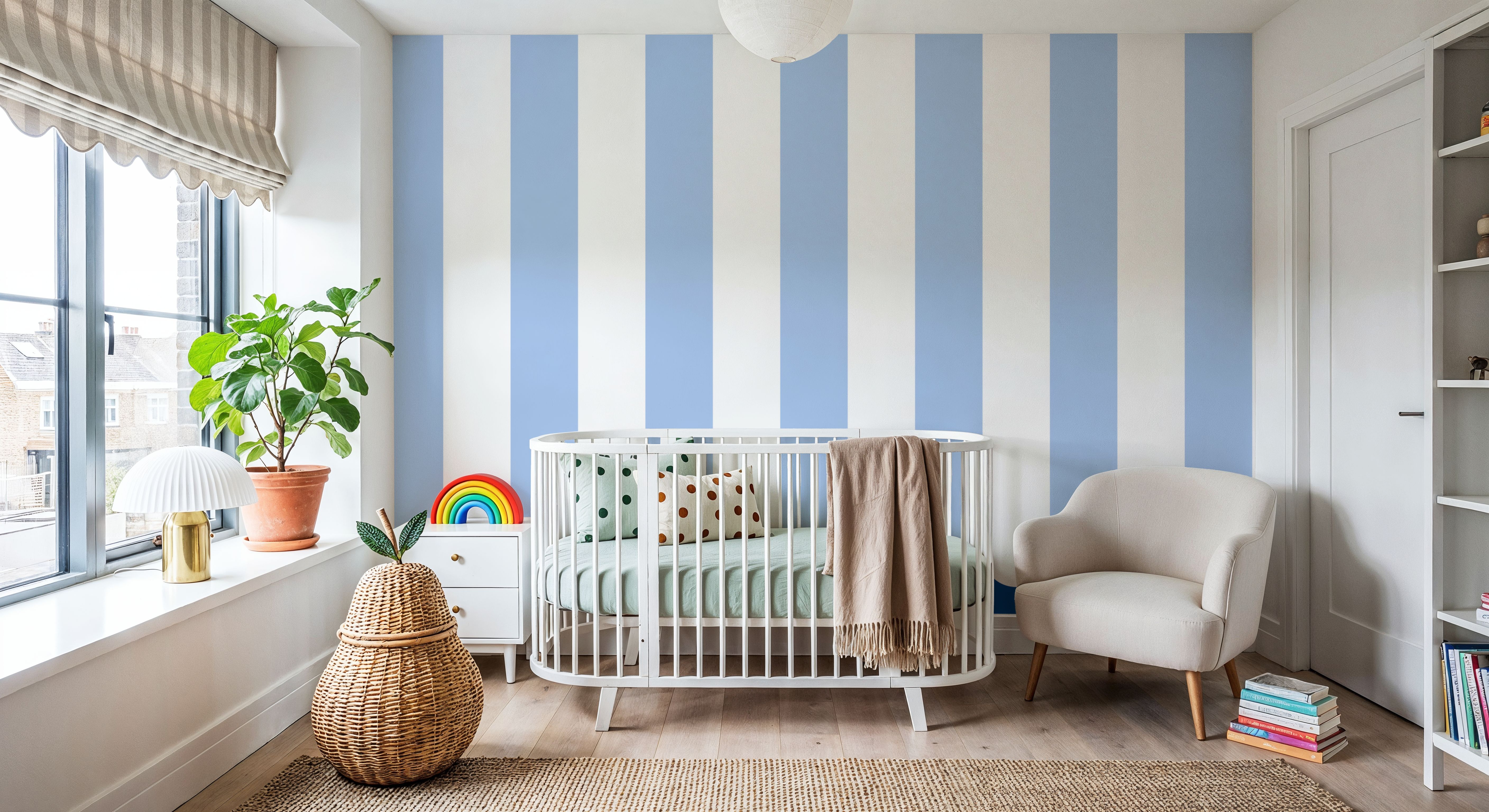 Scalloped Circus Stripes, Baby Blue
