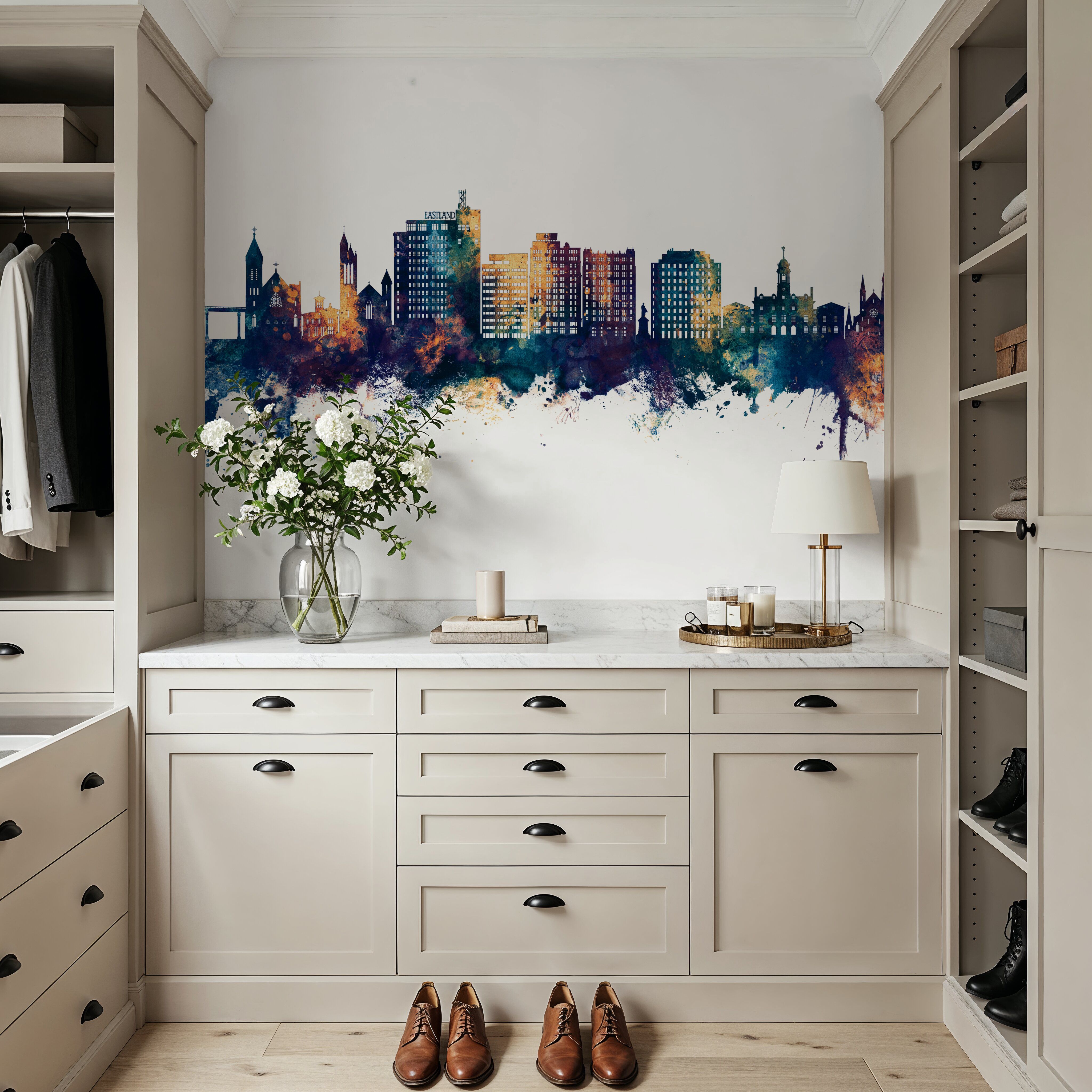 Portland Maine Skyline Blue & Bronze