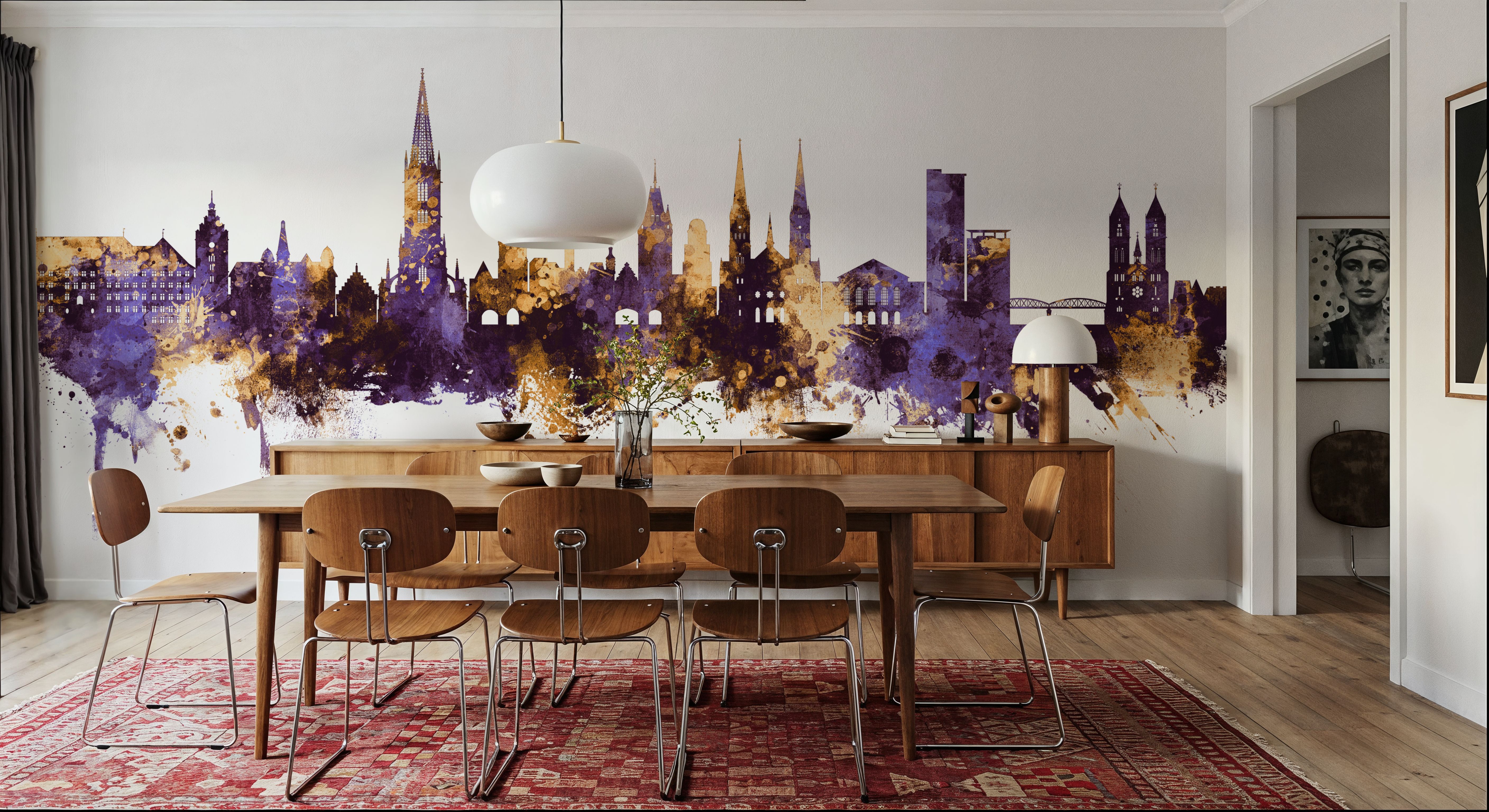 Freiburg Germnay Skyline Purple & Gold, Tapeten