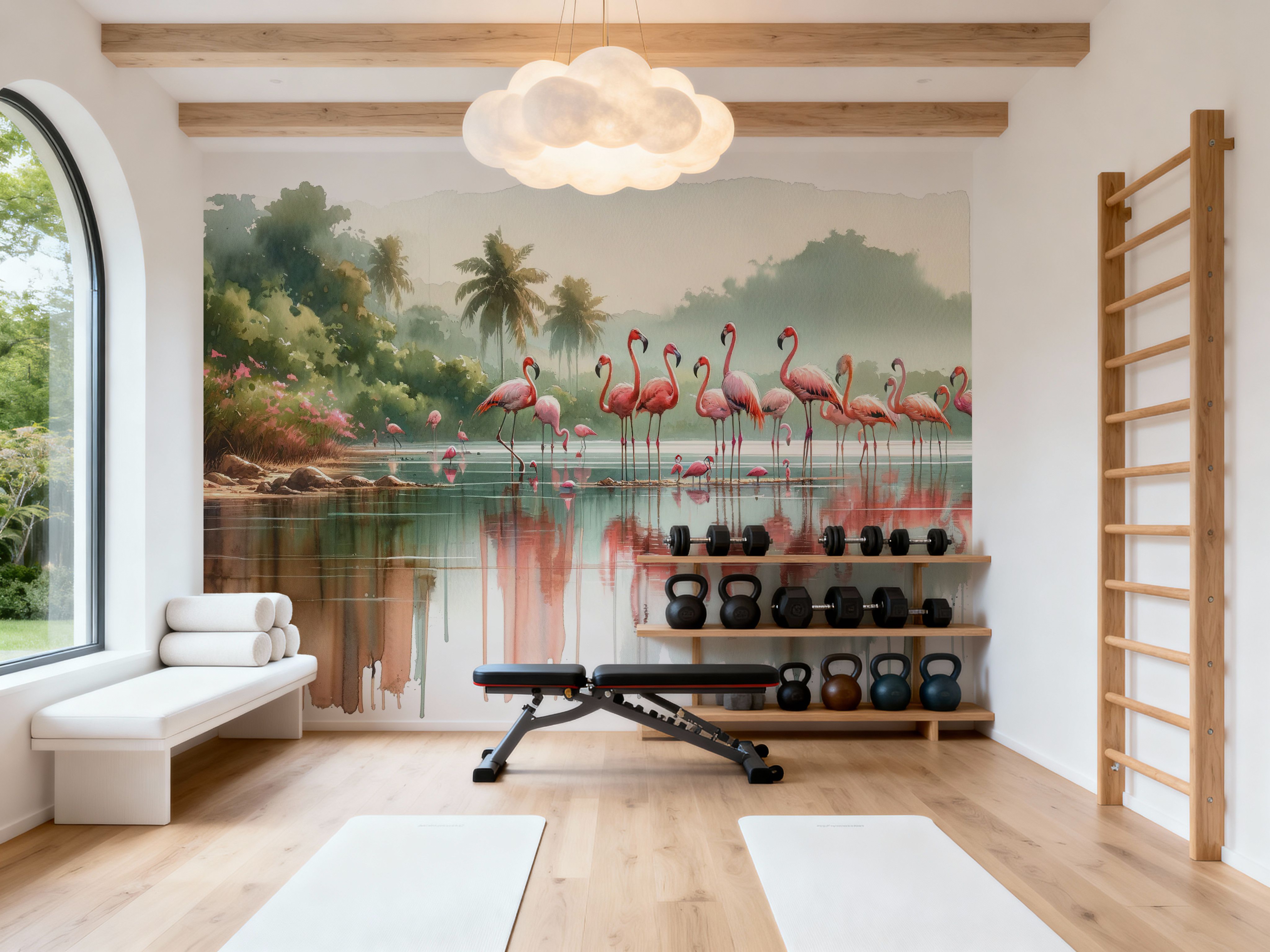 Morning Reflections of Flamingos