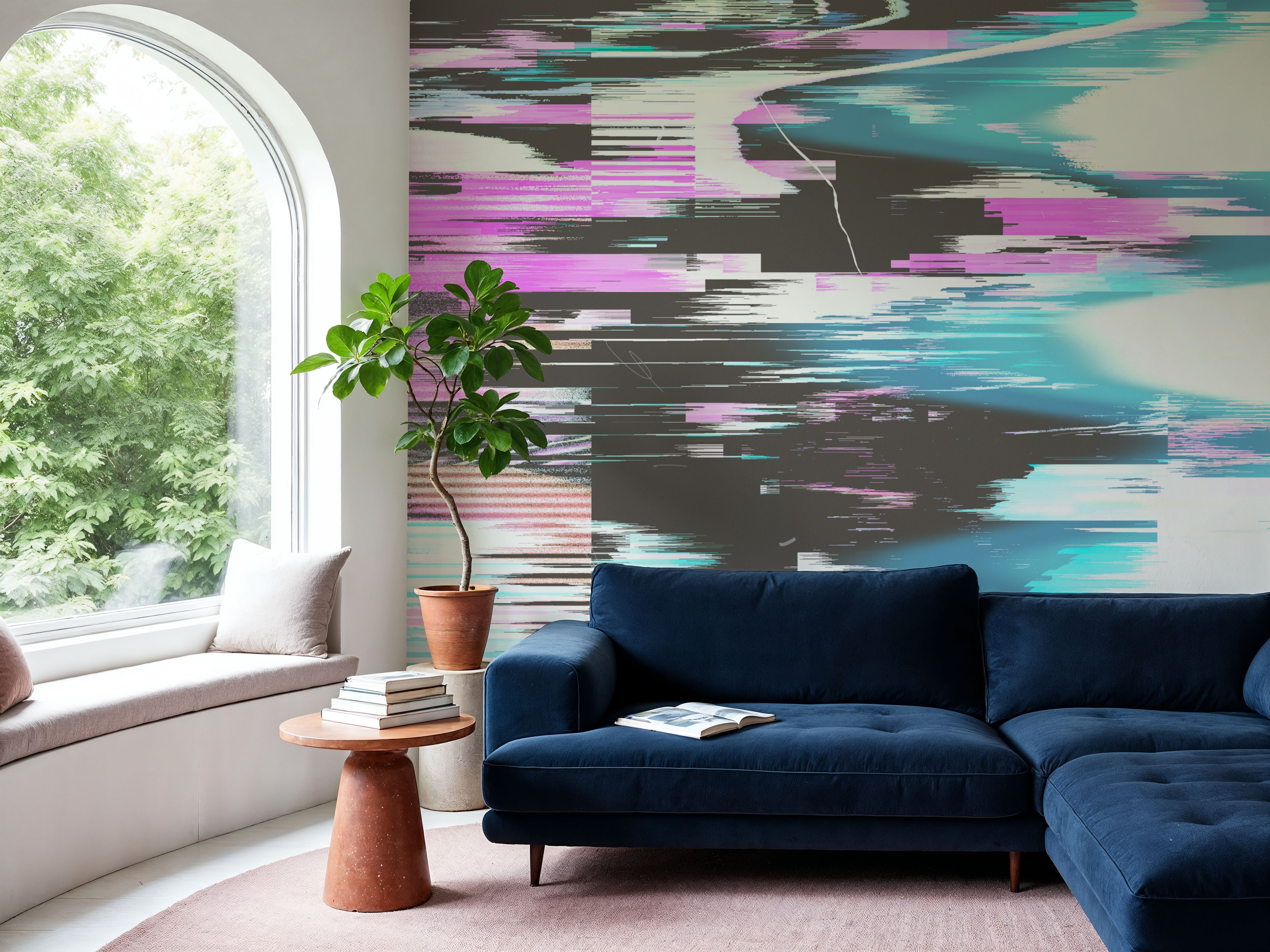 Wall Mural - Vaporwave Distress - Abstract mural wallpaper - Dining Room - Wallism US - Premium, Textured or Peel & Stick