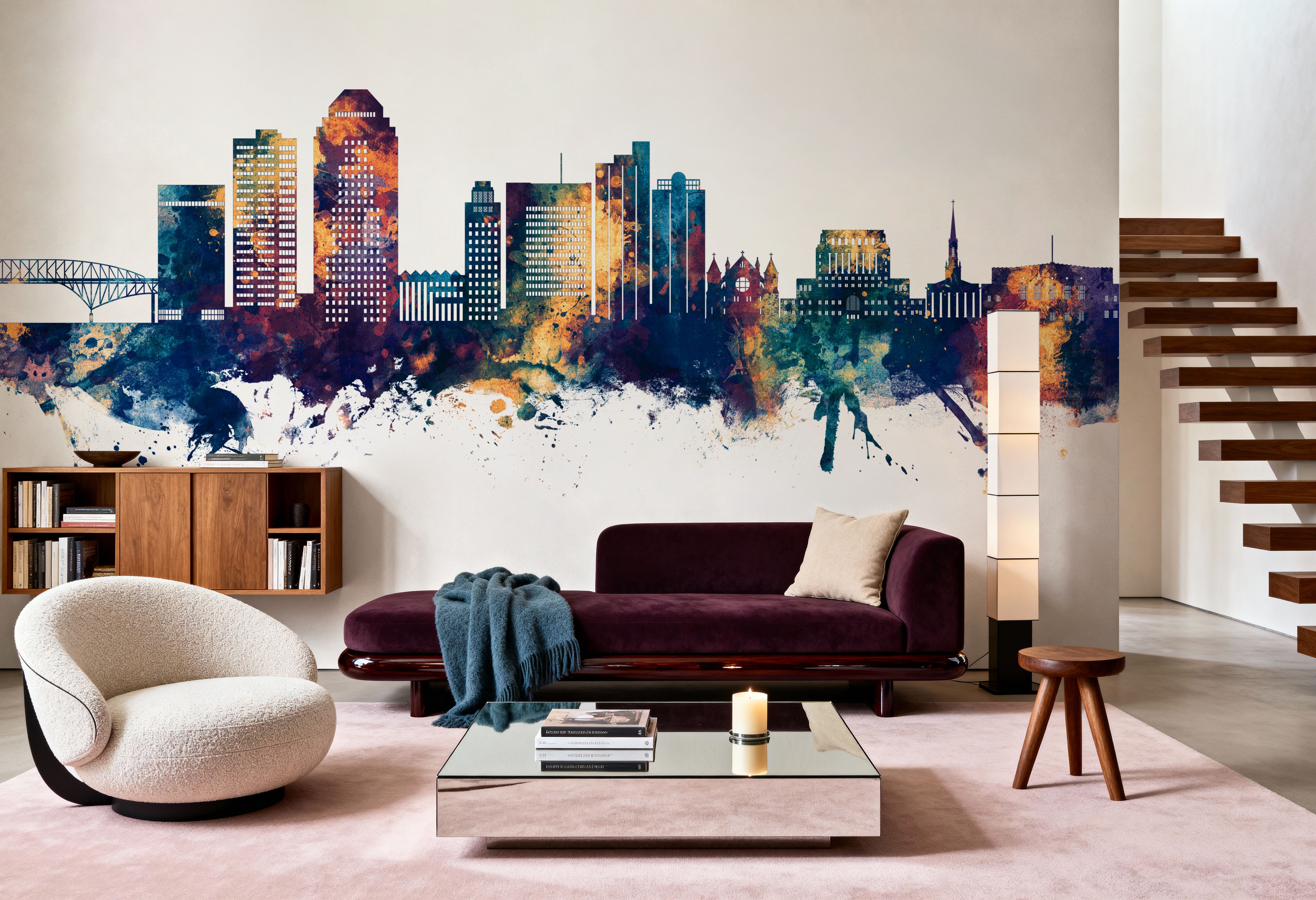Shreveport Louisiana Skyline Blue & Bronze, Wallpaper