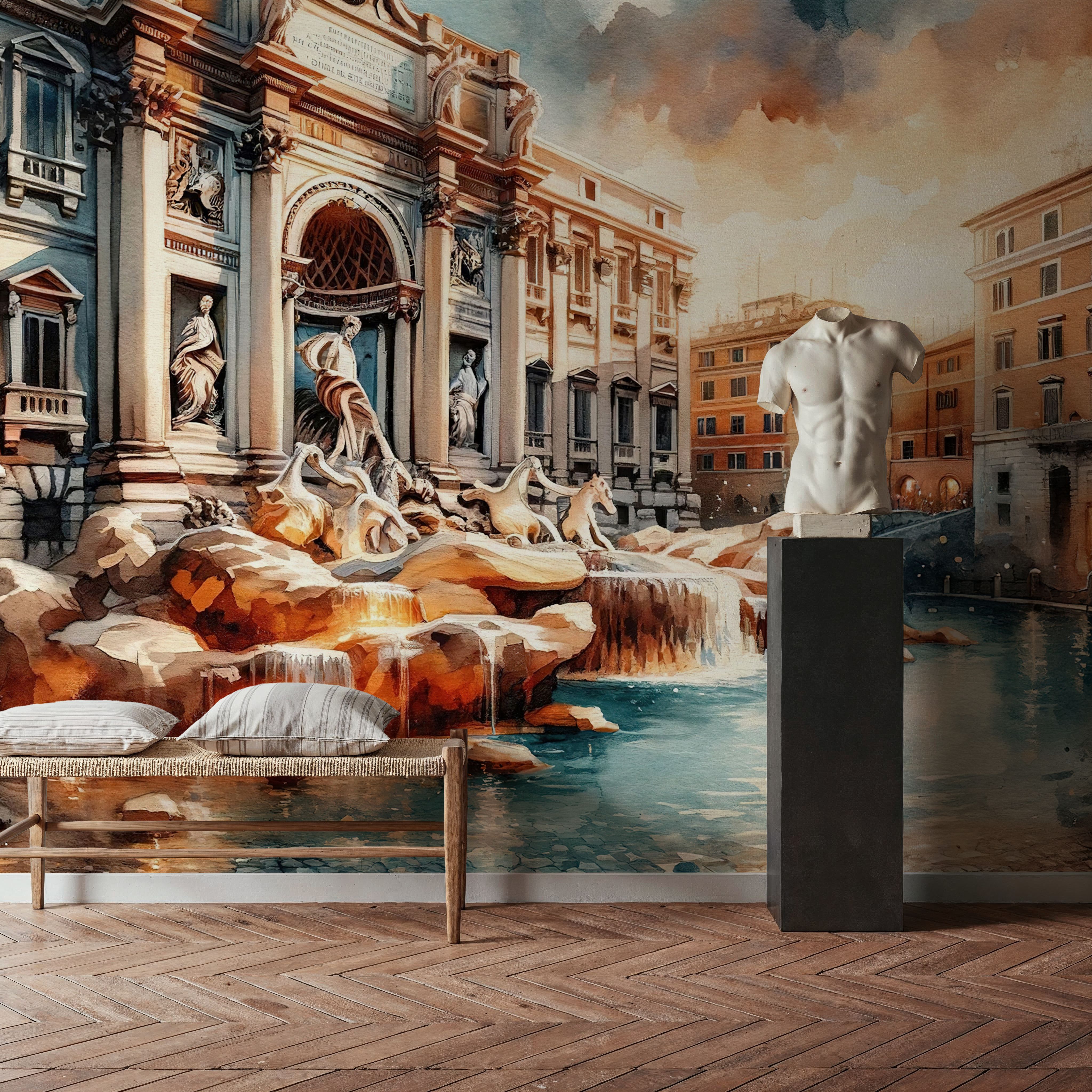 Watercolor Trevi Fountain Rome