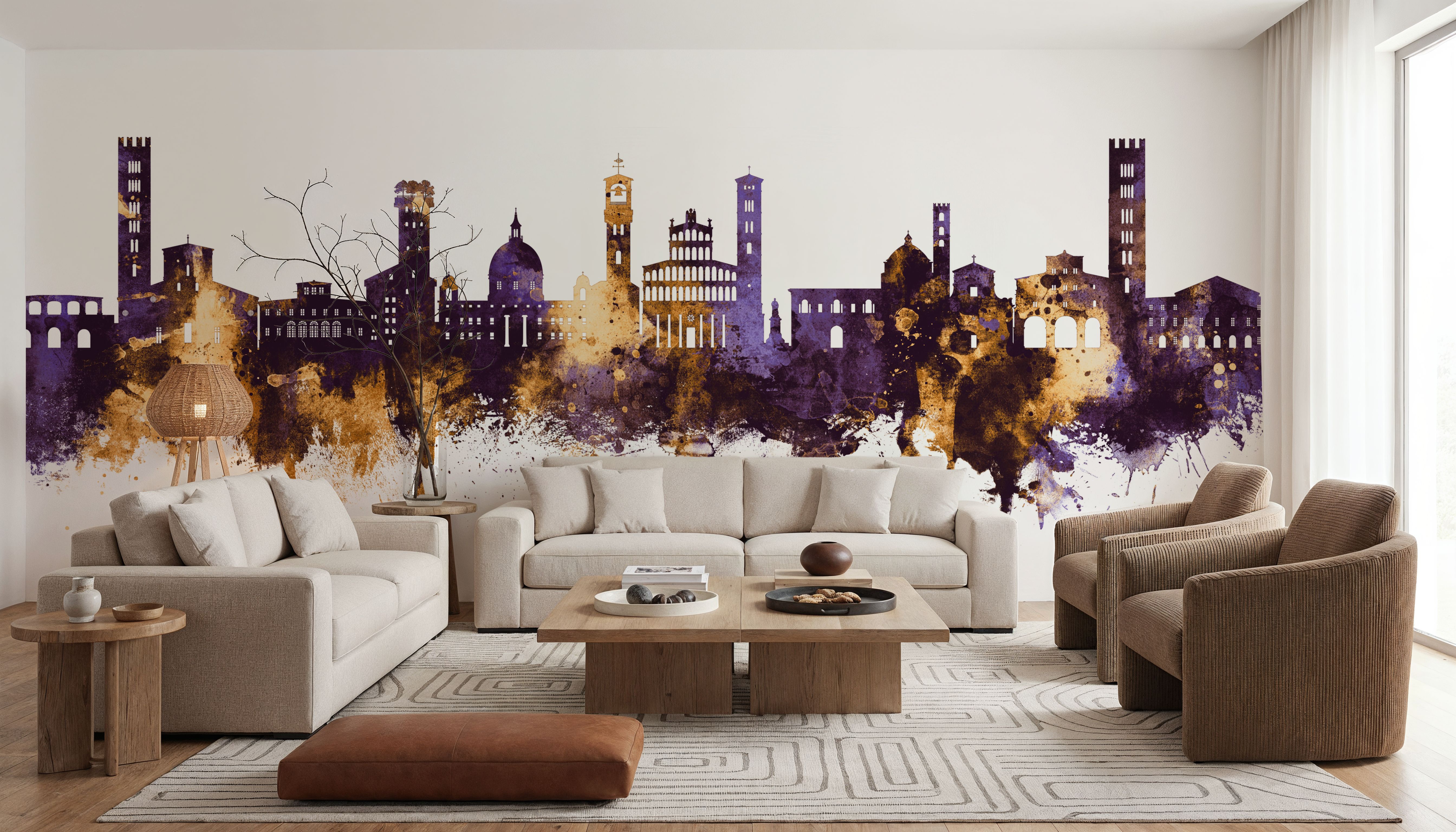 Lucca Italy Skyline Purple & Gold