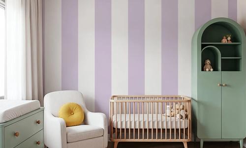 Scalloped Circus Stripes, Lavender