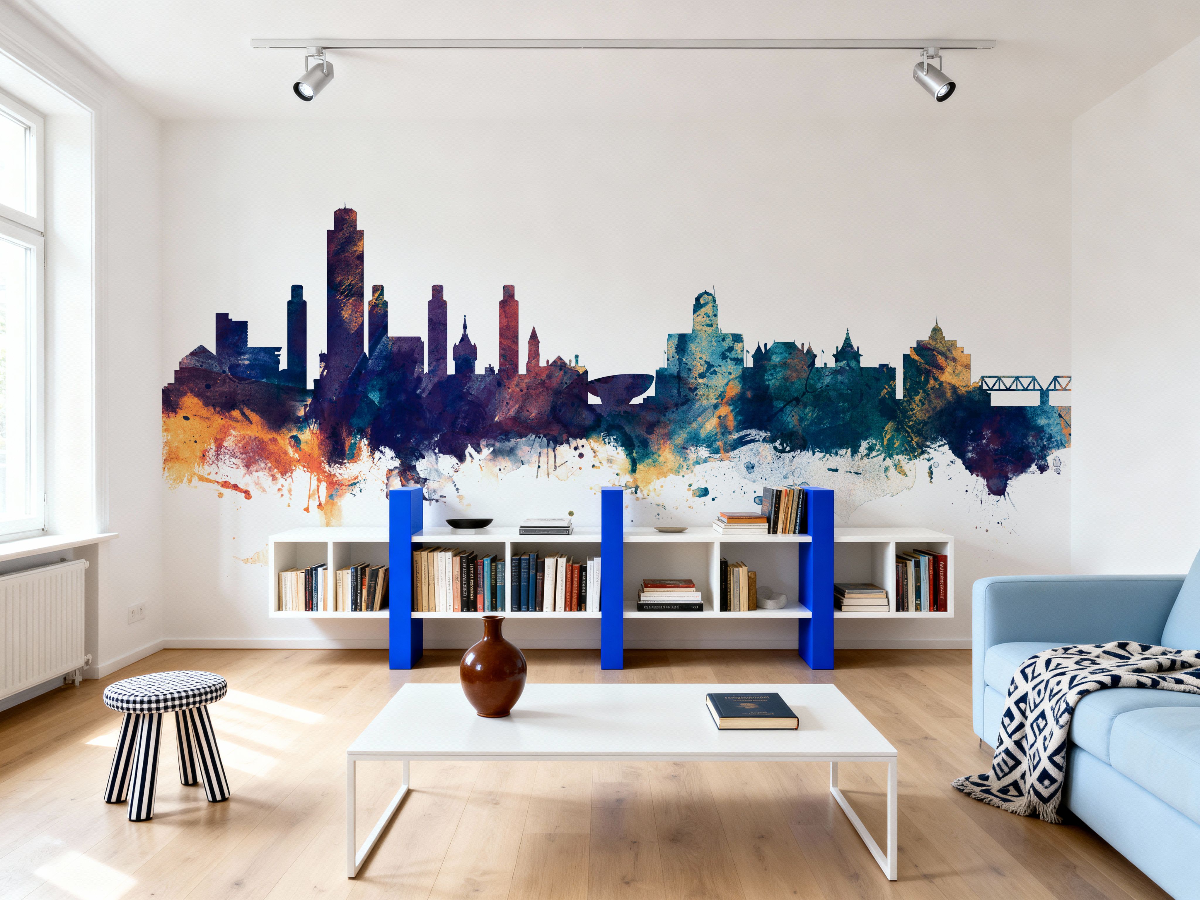 Albany New York Skyline Blue & Bronze