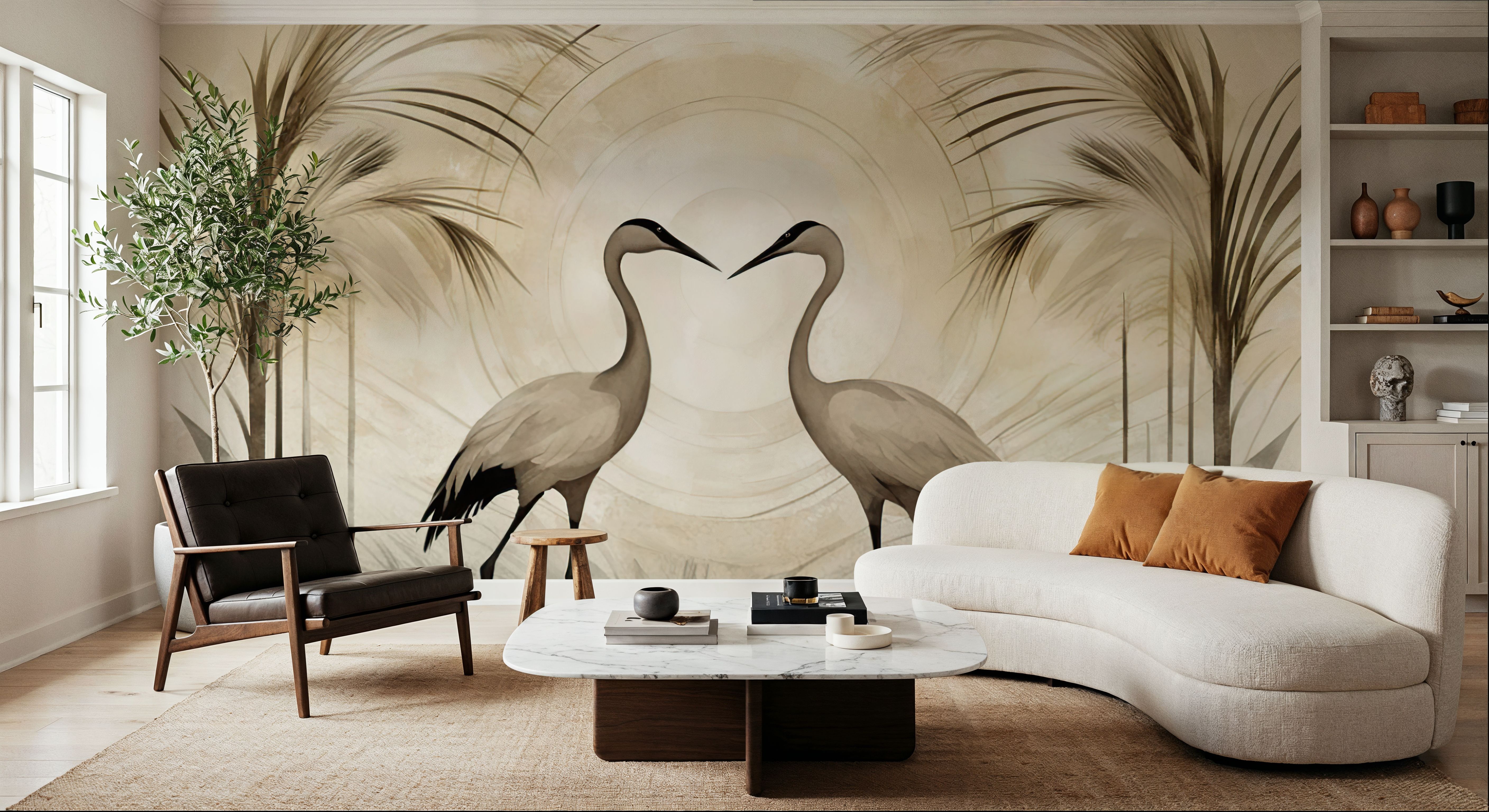 Cranes at Sunset Yellow, Wallpaper