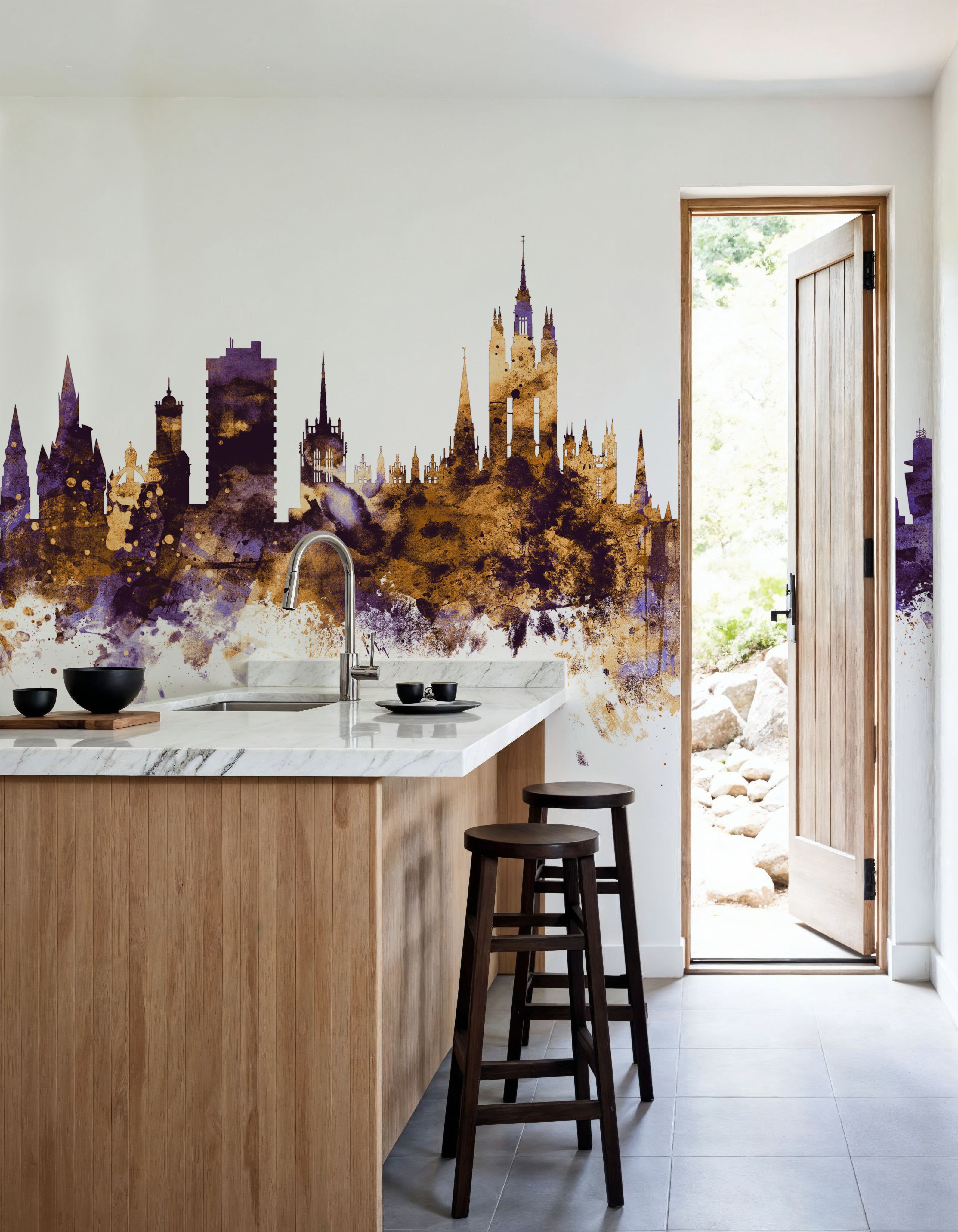 Aberdeen Scotland Skyline Purple & Gold