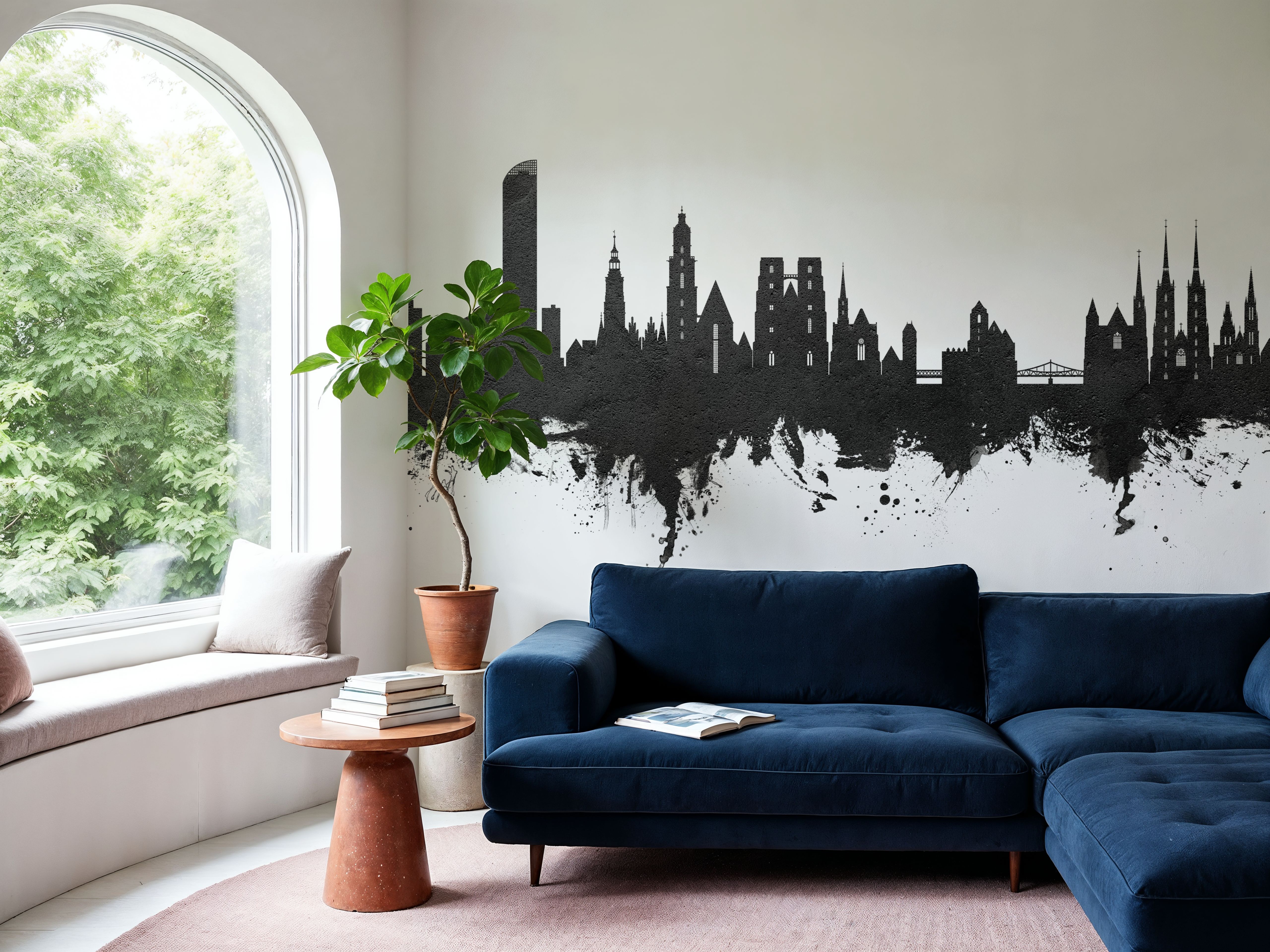 Wroclaw Poland Skyline Black & White