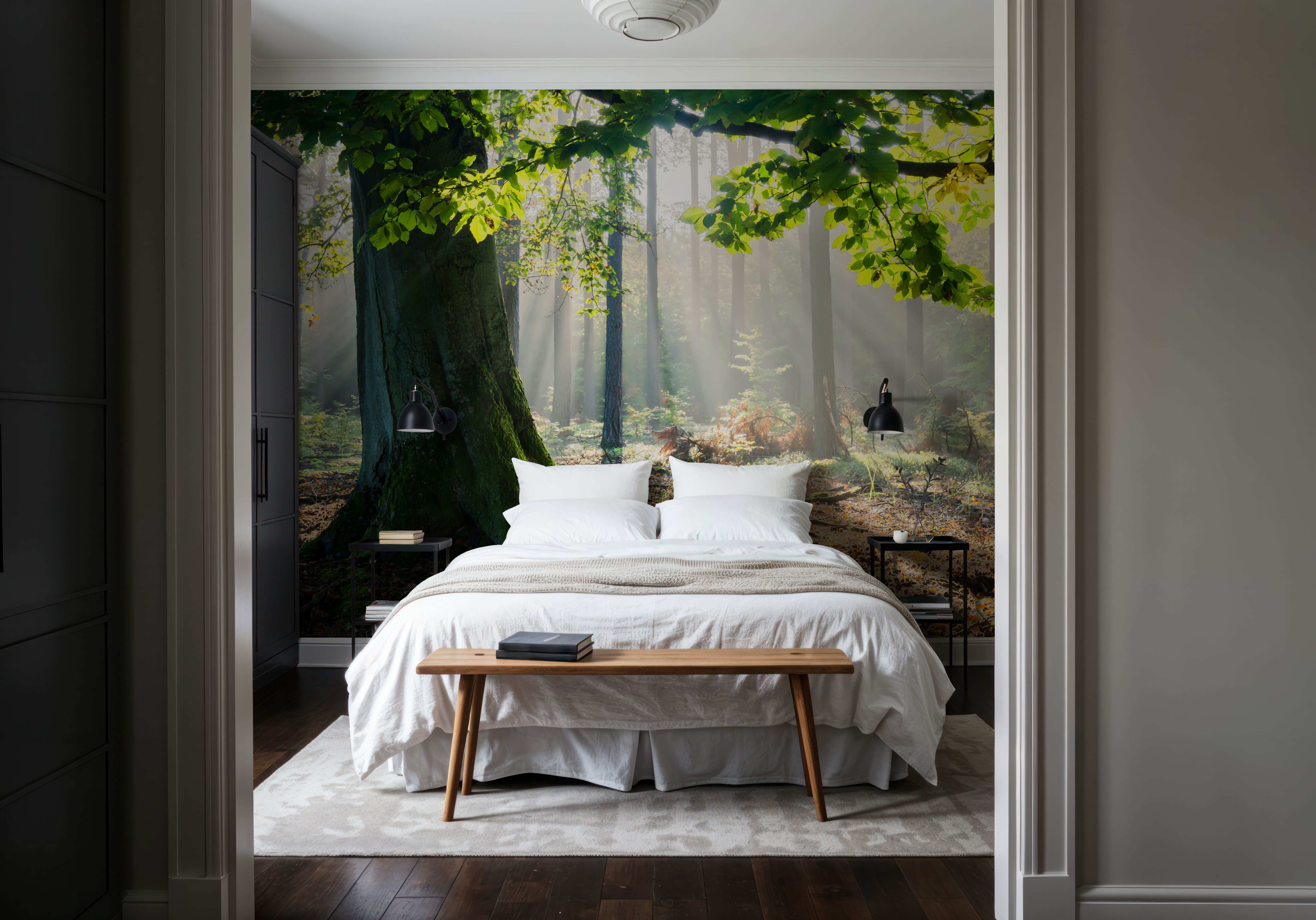 Mystical Forest Sunrays, Wallpaper