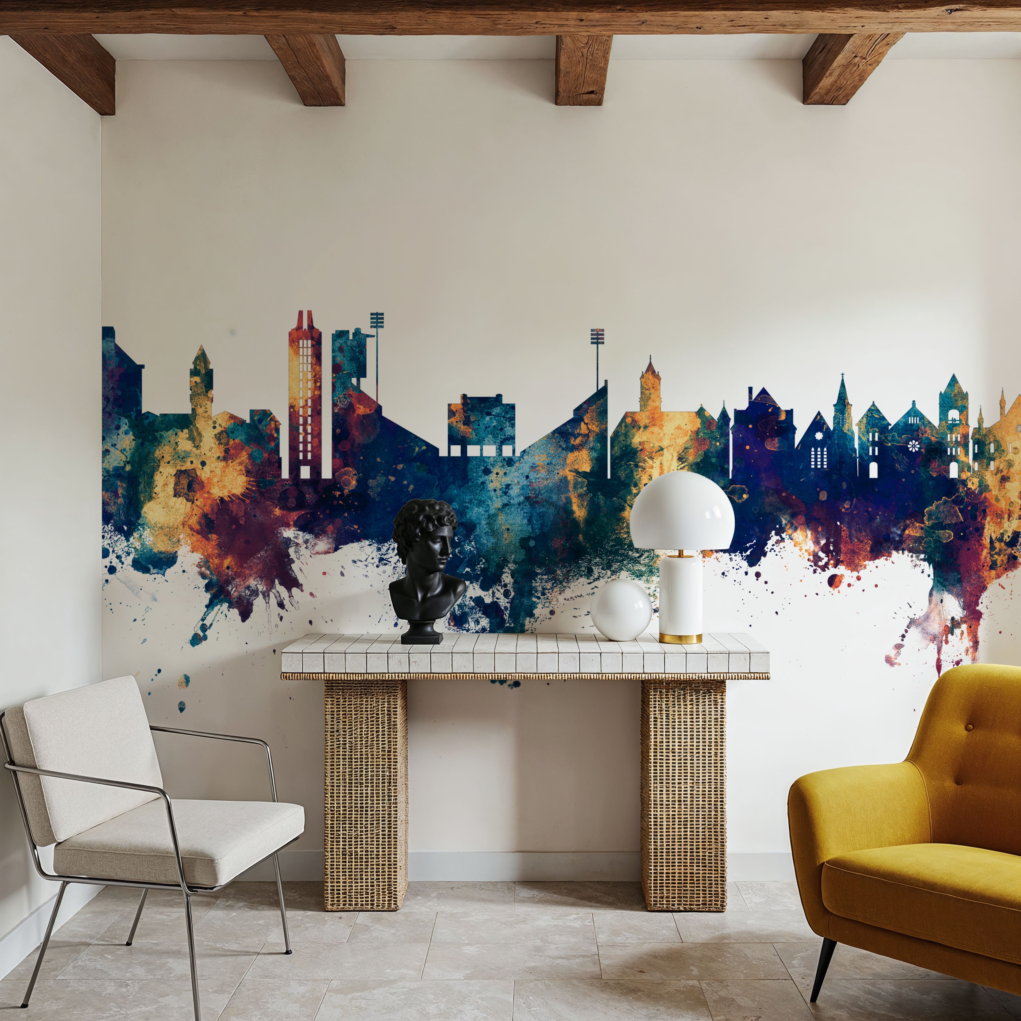 Lawrence Kansas Skyline Blue & Bronze