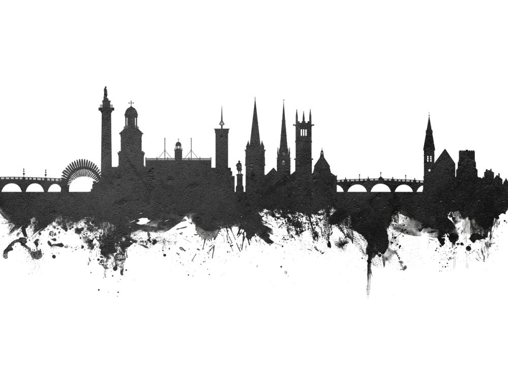 Shrewsbury England Skyline Black & White