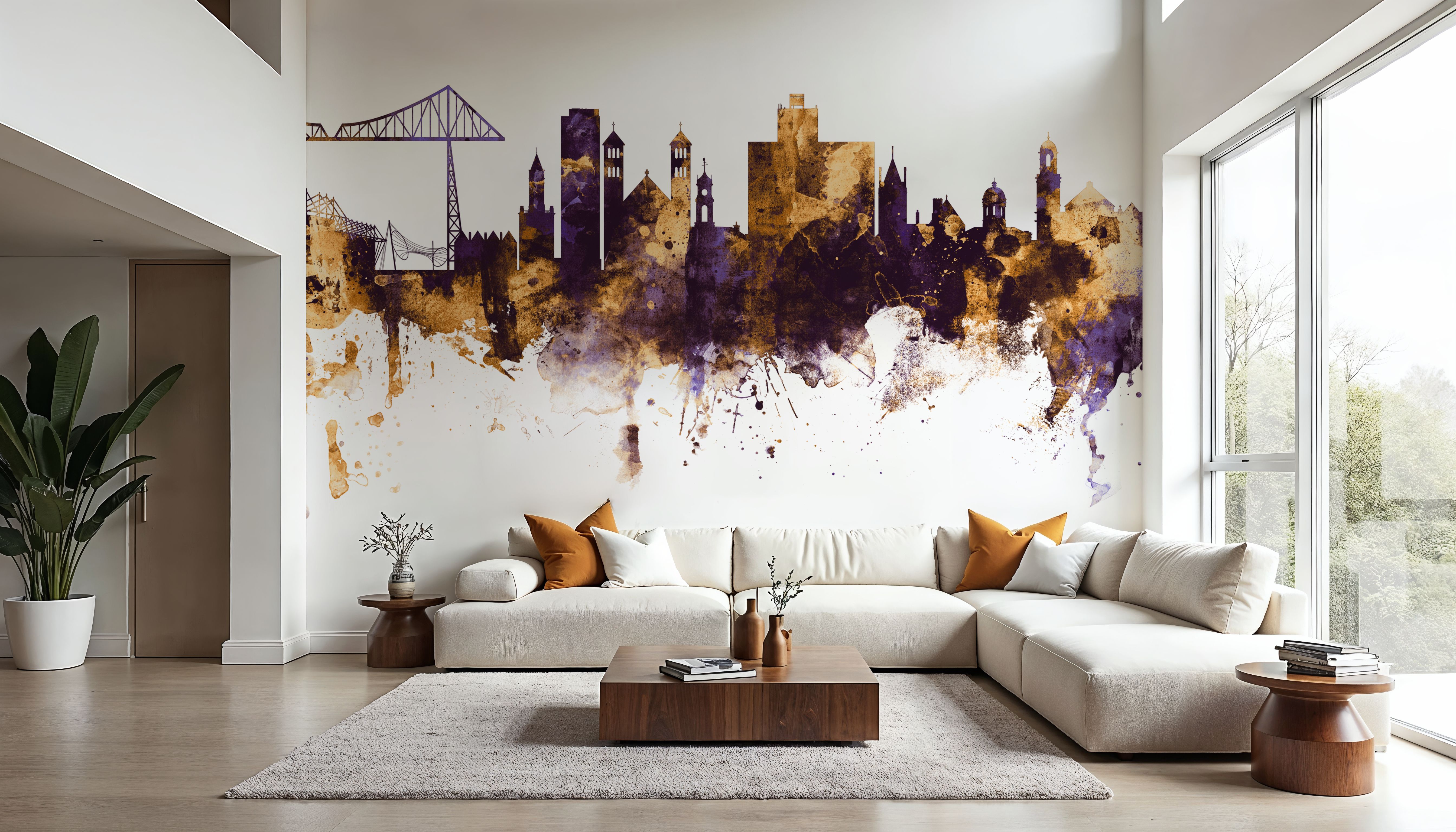 Middlesbrough England Skyline Purple & Gold