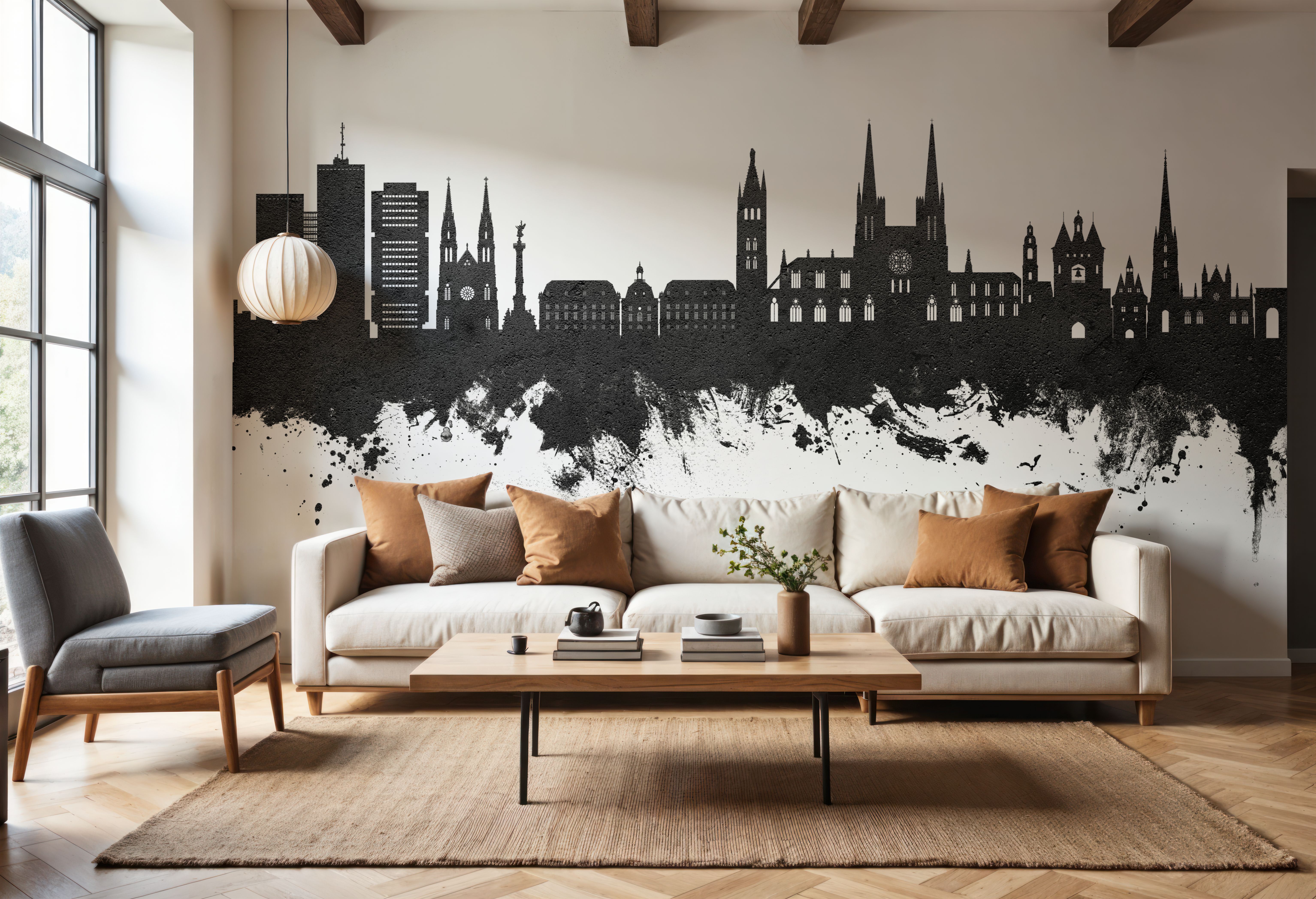 Bordeaux France Skyline Black & White