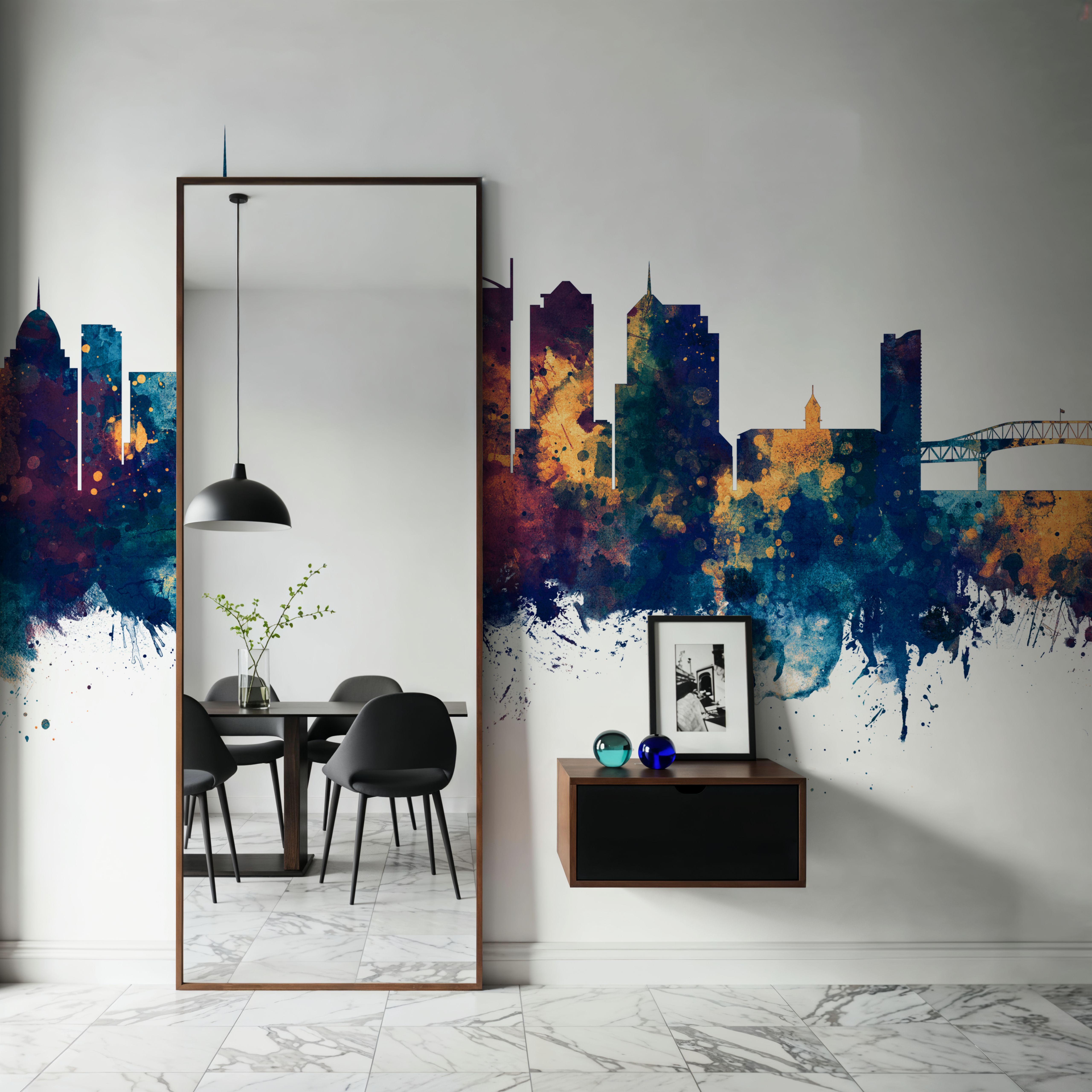 Auckland New Zeeland Skyline Blue & Bronze