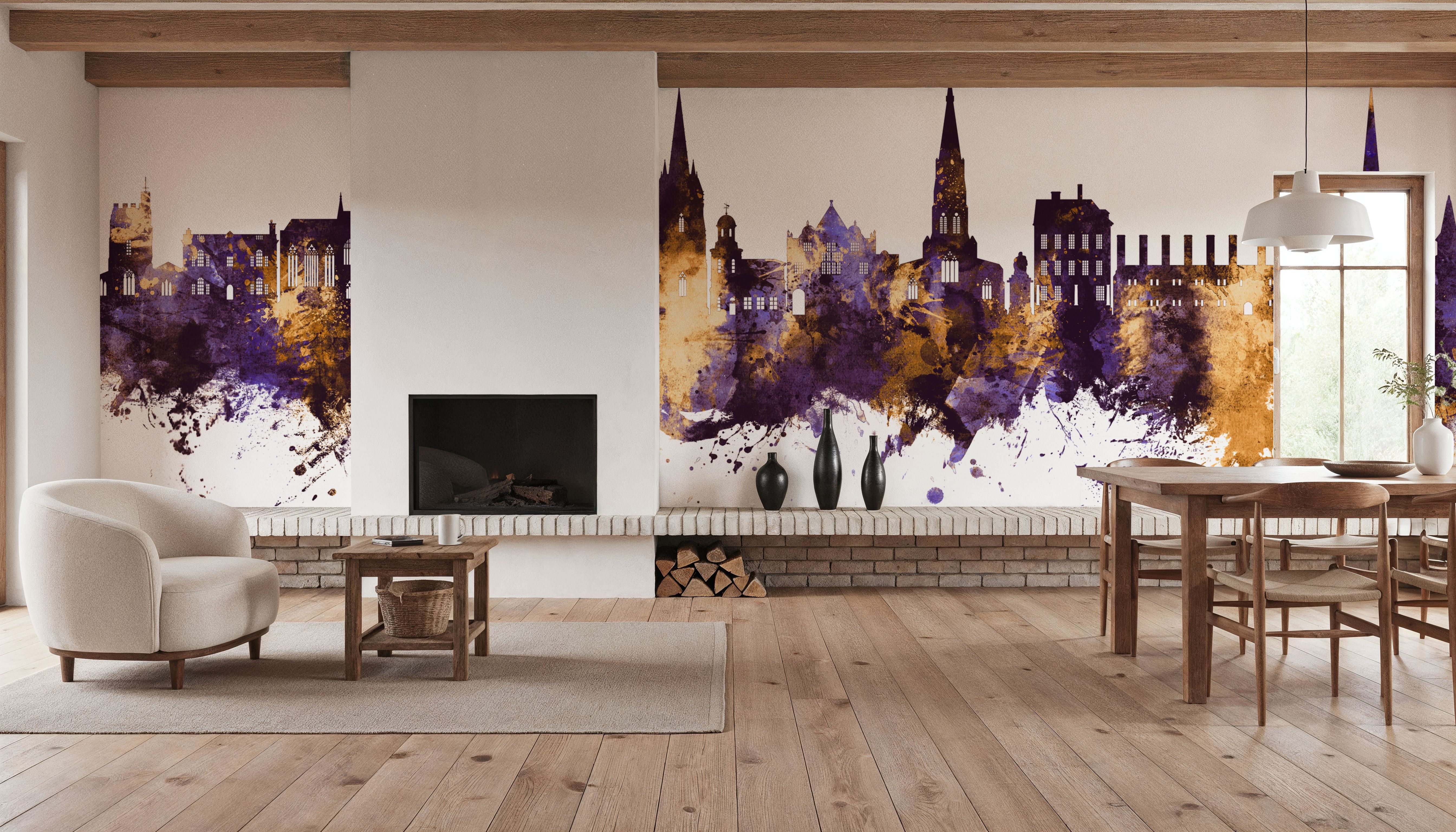 Lichfield England Skyline Purple & Gold
